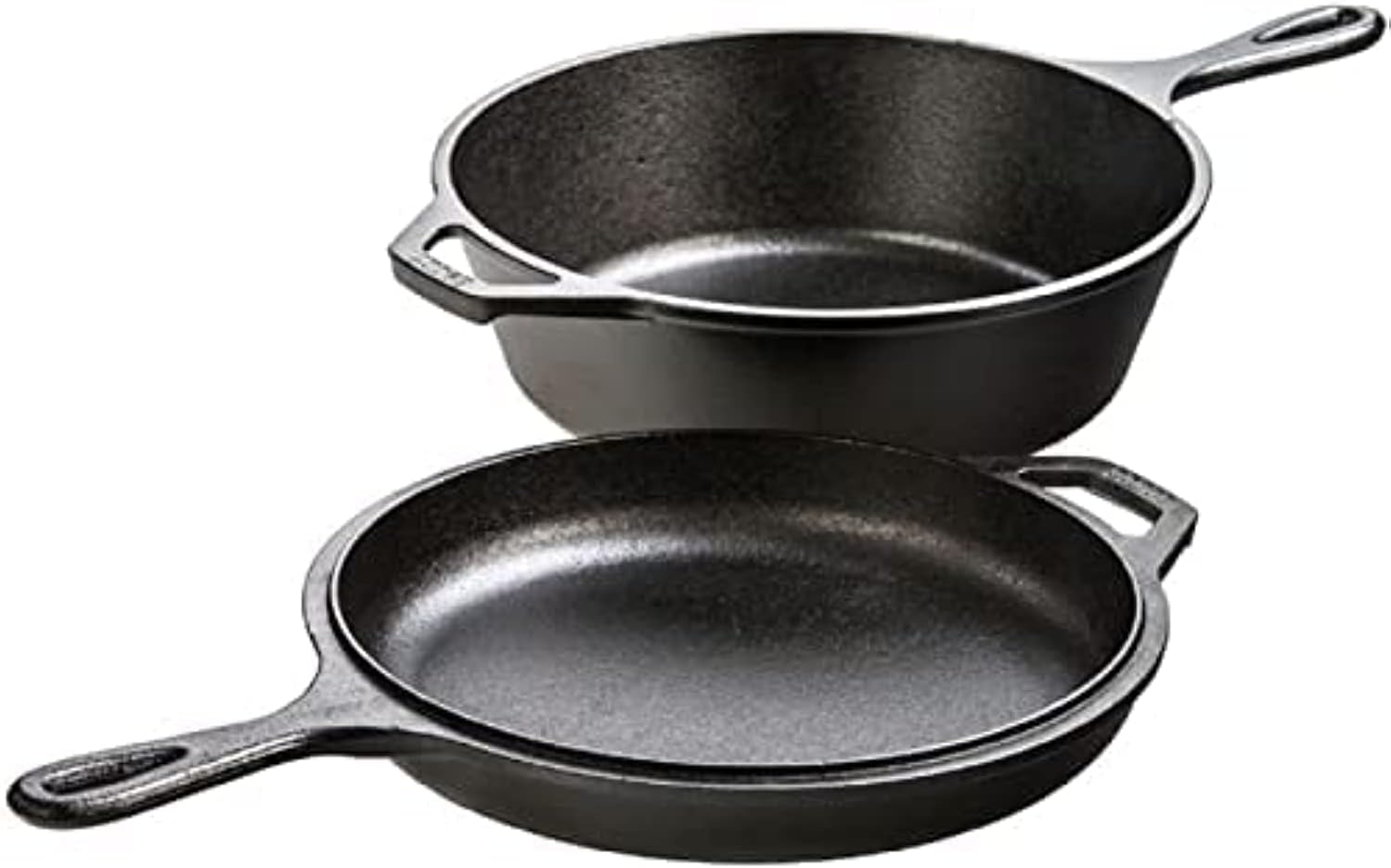 Lodge Pre-Seasoned 2-in-1 Cast Iron Combo Cooker - 3.2 Quart Deep Pot Cooker   10.25 Inch Frying Pan - Use in the Oven, on the Stove, Grill, or Over a Campfire - Use to Sear, Saut, Broil, Fry- Black