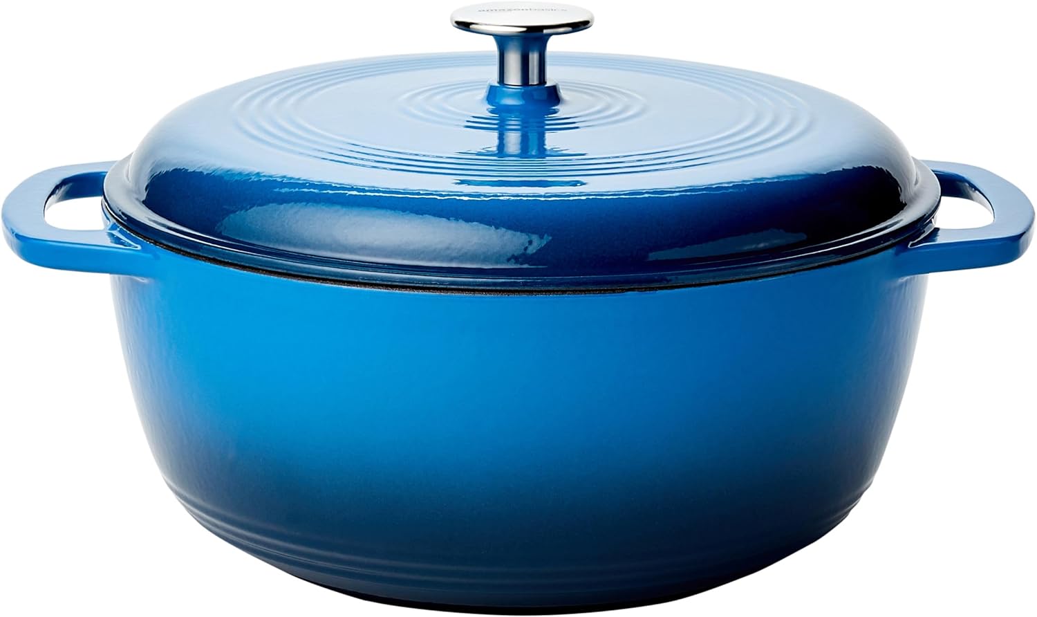 Amazon Basics Enameled Cast Iron Covered Round Dutch Oven, 6-Quart, Blue