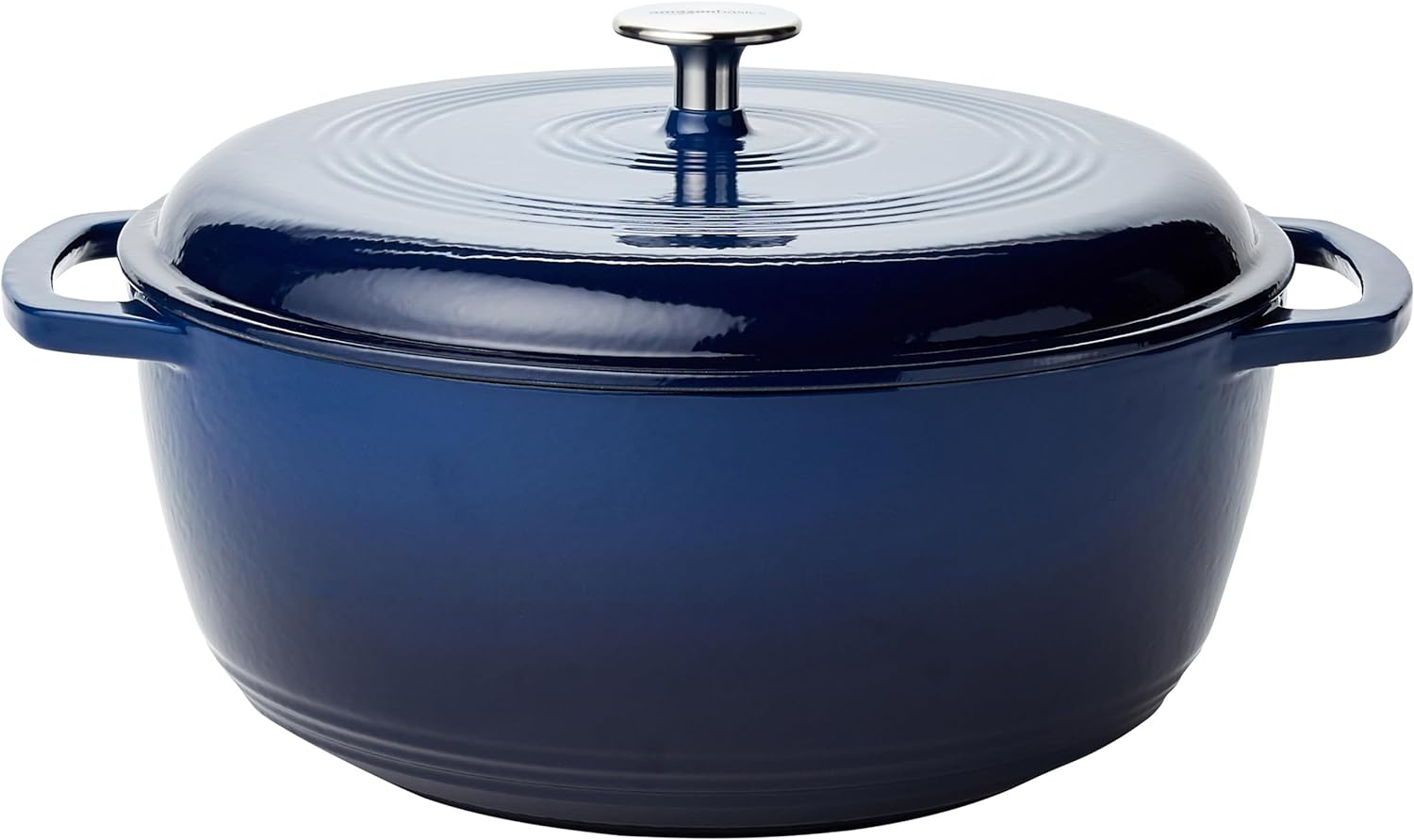 Amazon Basics Enameled Cast Iron Covered Round Dutch Oven, 7.3-Quart, Navy