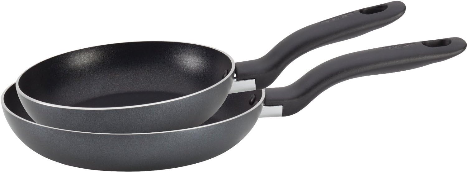 T-fal Initiatives Nonstick Fry Pan Set 7.5, 9 Inch Oven Safe 350F Cookware, Pots and Pans, Dishwasher Safe Black