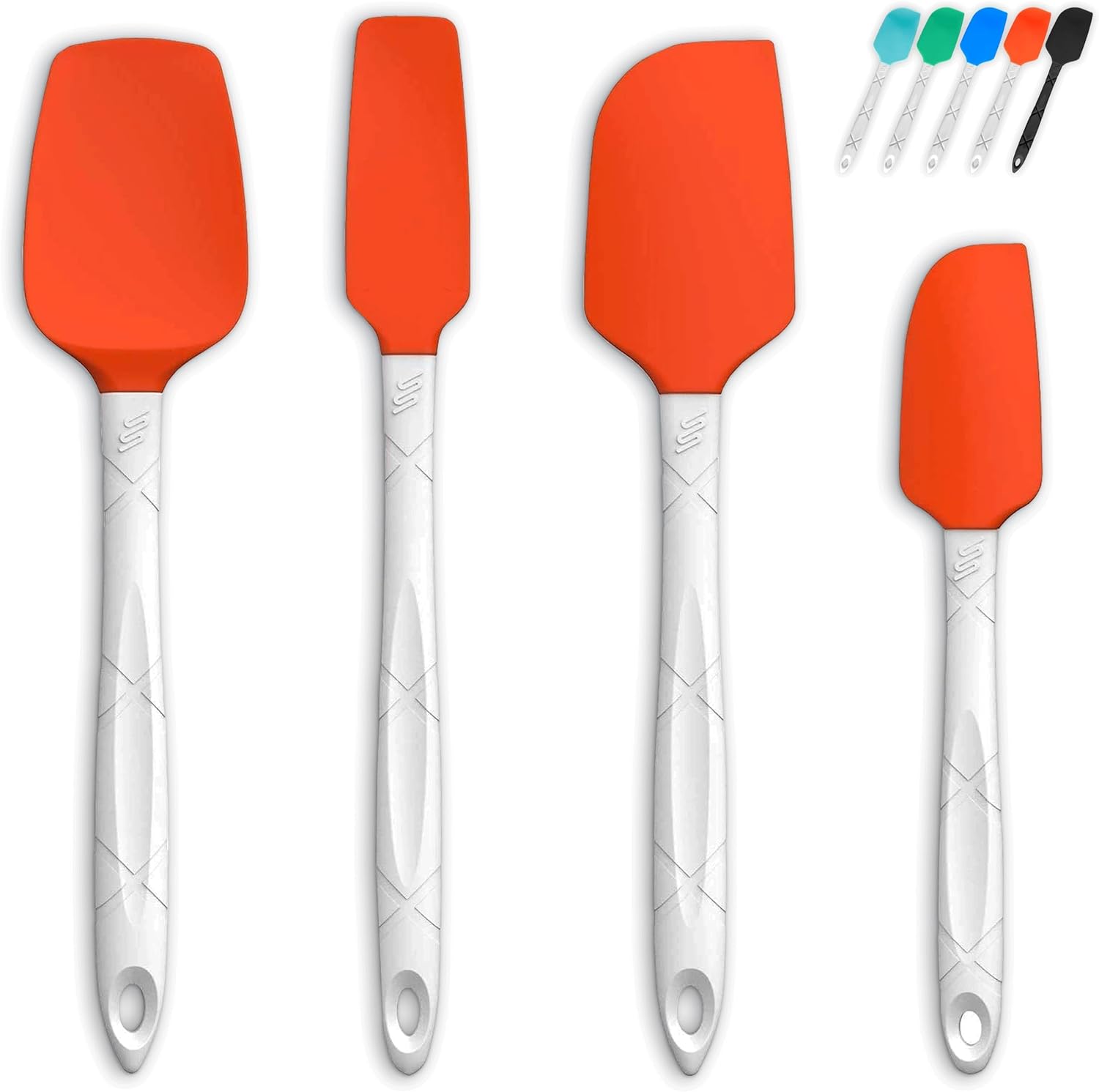 M KITCHEN Silicone Spatula Set - Heat Resistant & BPA Free - 4 Piece Nonstick Rubber Spatulas, Spoonula, Jar Scraper for Cooking, Baking, Mixing, Frosting - Dishwasher Safe Kitchen Utensils