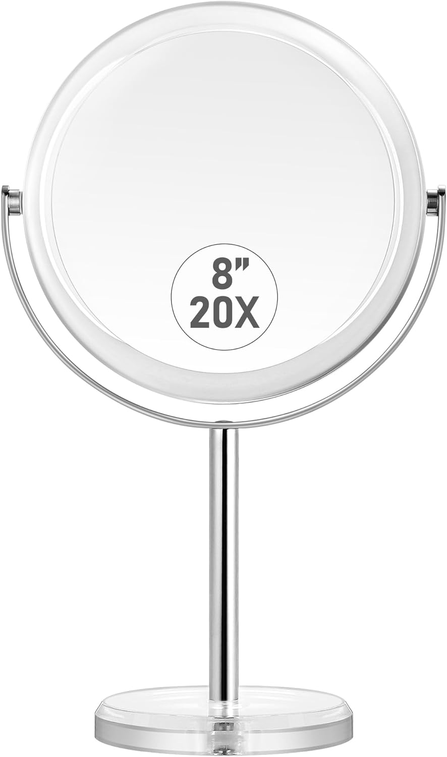 20X Magnifying Makeup Mirror,Double Sided 1X & 20X Magnifying Mirror with Stand,Tabletop Magnified Vanity Mirror with 360Rotation for Bathroom or Bedroom 8 Inch