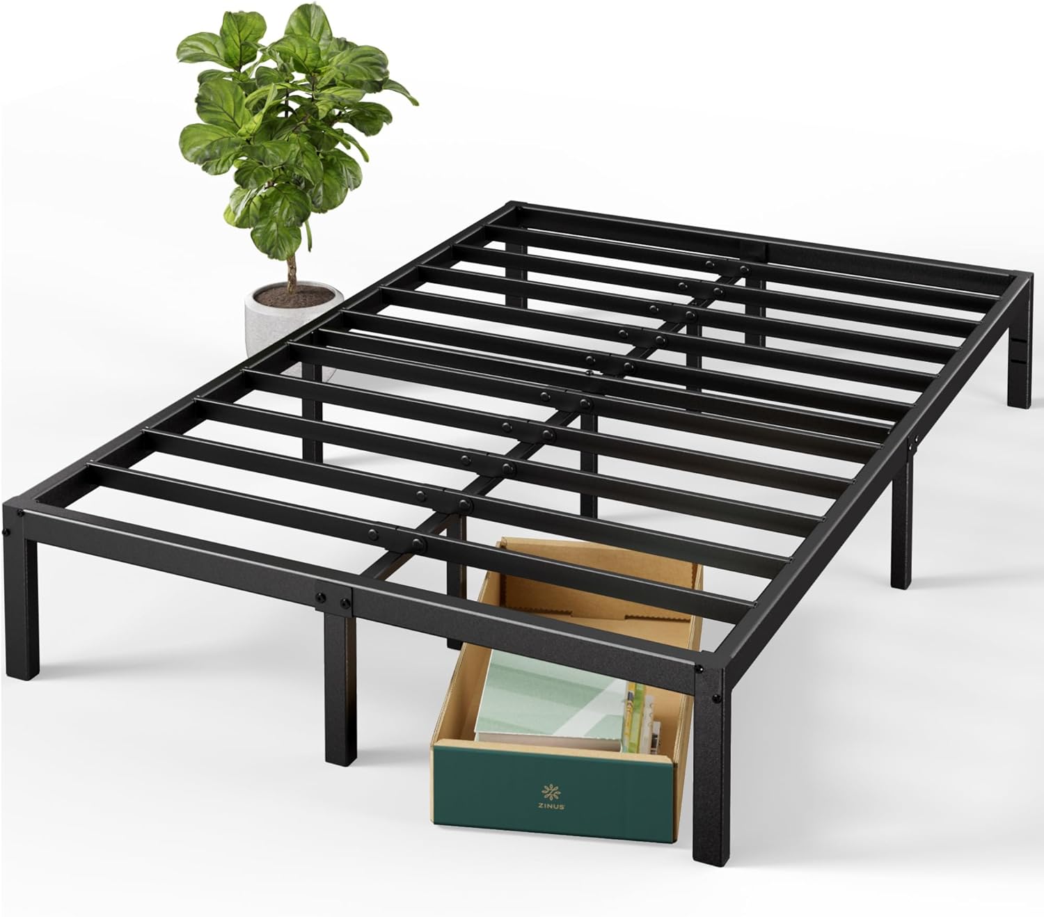 Zinus Elias 14 Inch Metal Platform Bed Frame, Steel Support, No Box Spring Needed, Easy Assembly, Full