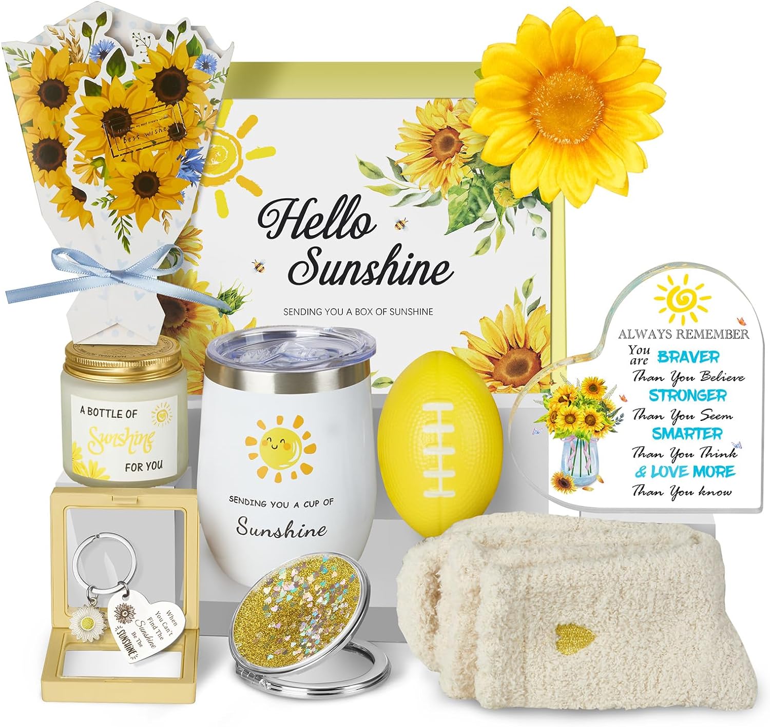 Birthday Gifts for Women, Sunflower Gifts Sending Sunshine, Get Well Soon Gifts Basket Inspirational Gift for Women, Christmas Gifts for Her Sister Mom Best Friend, Unique Gifts for Thinking of You