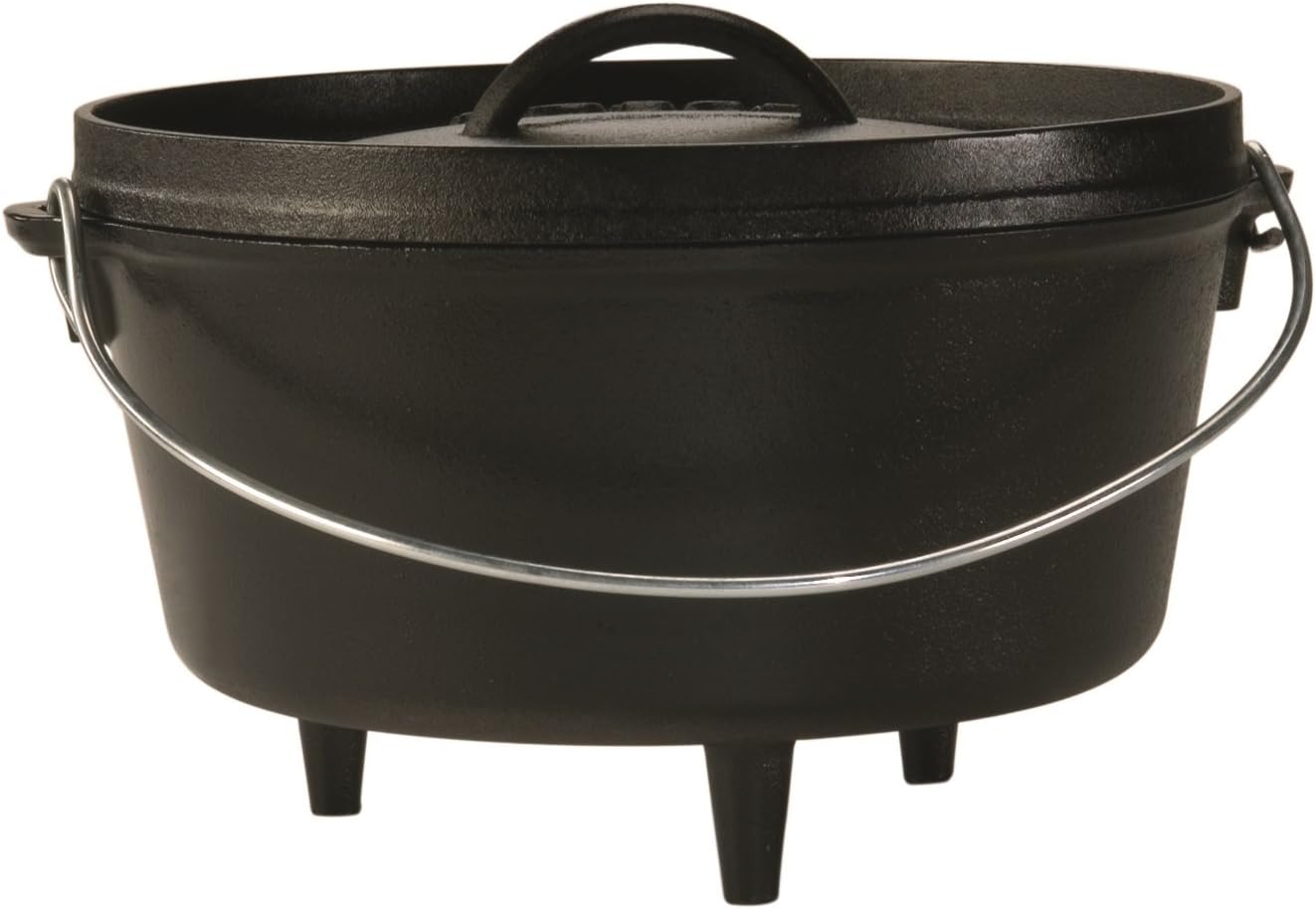 Lodge L10DCO3 Cast Iron Deep Camp Dutch Oven, Pre-Seasoned, 5-Quart