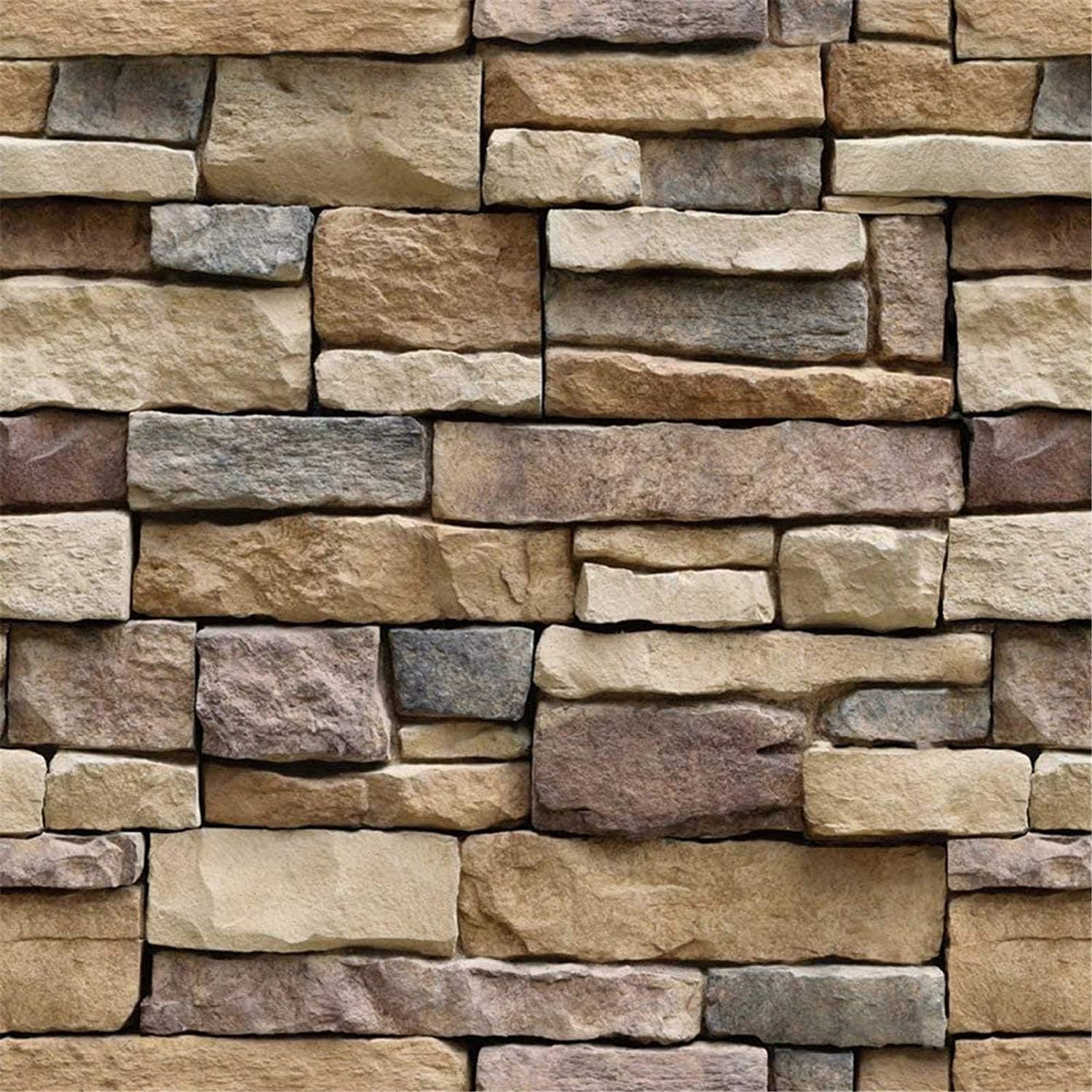 Yancorp 10ft Peel and Stick Wallpaper Stone Brick Contact Paper Waterproof Wall Paper Self-Adhesive Backsplash Decorative Wallpaper Wall Covering