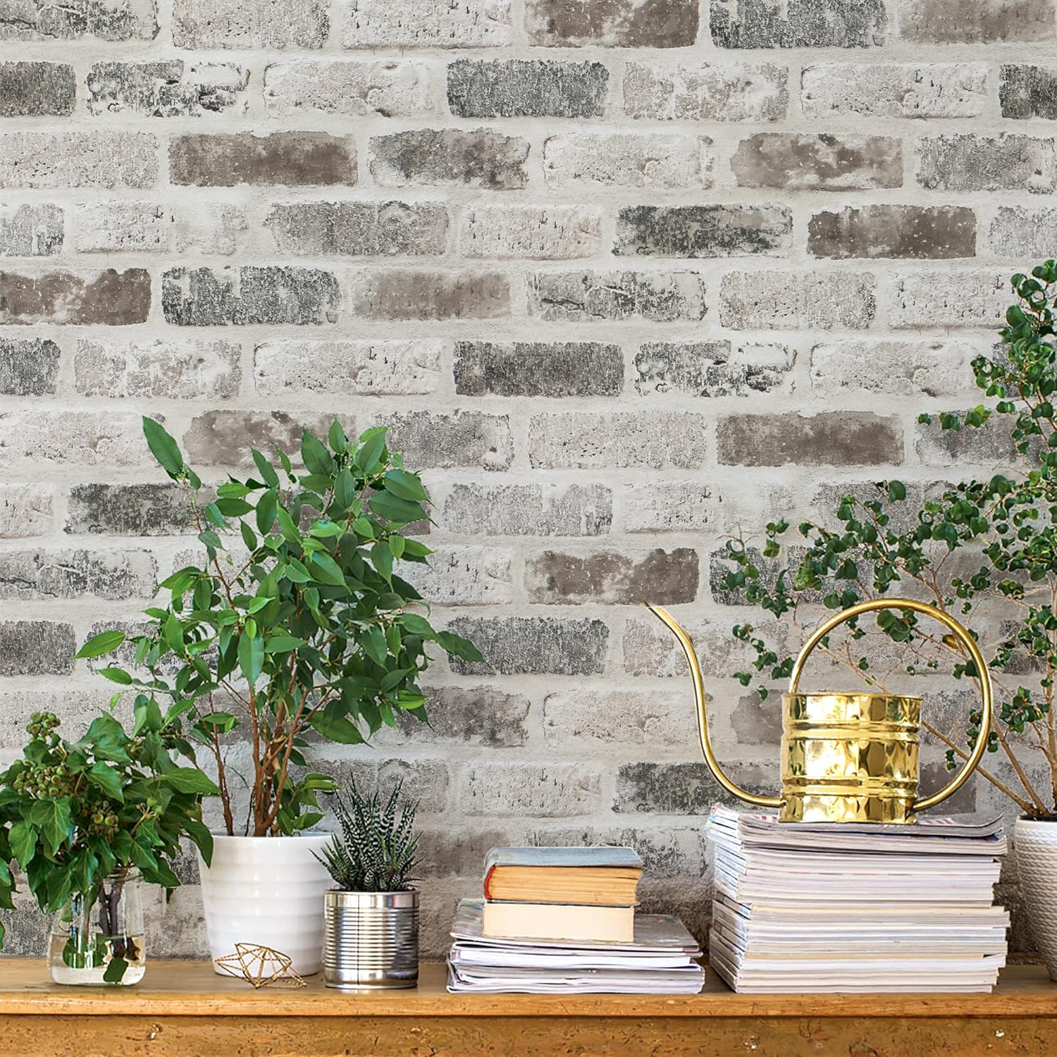 Guvana 17.3118 Brick Peel and Stick Wallpaper Brick Wallpaper Grey Brown 3D Brick Self Adhesive Wallpaper Removable Contact Paper Brick Textured Vintage Wallpaper Decorative Wall Classroom Covering