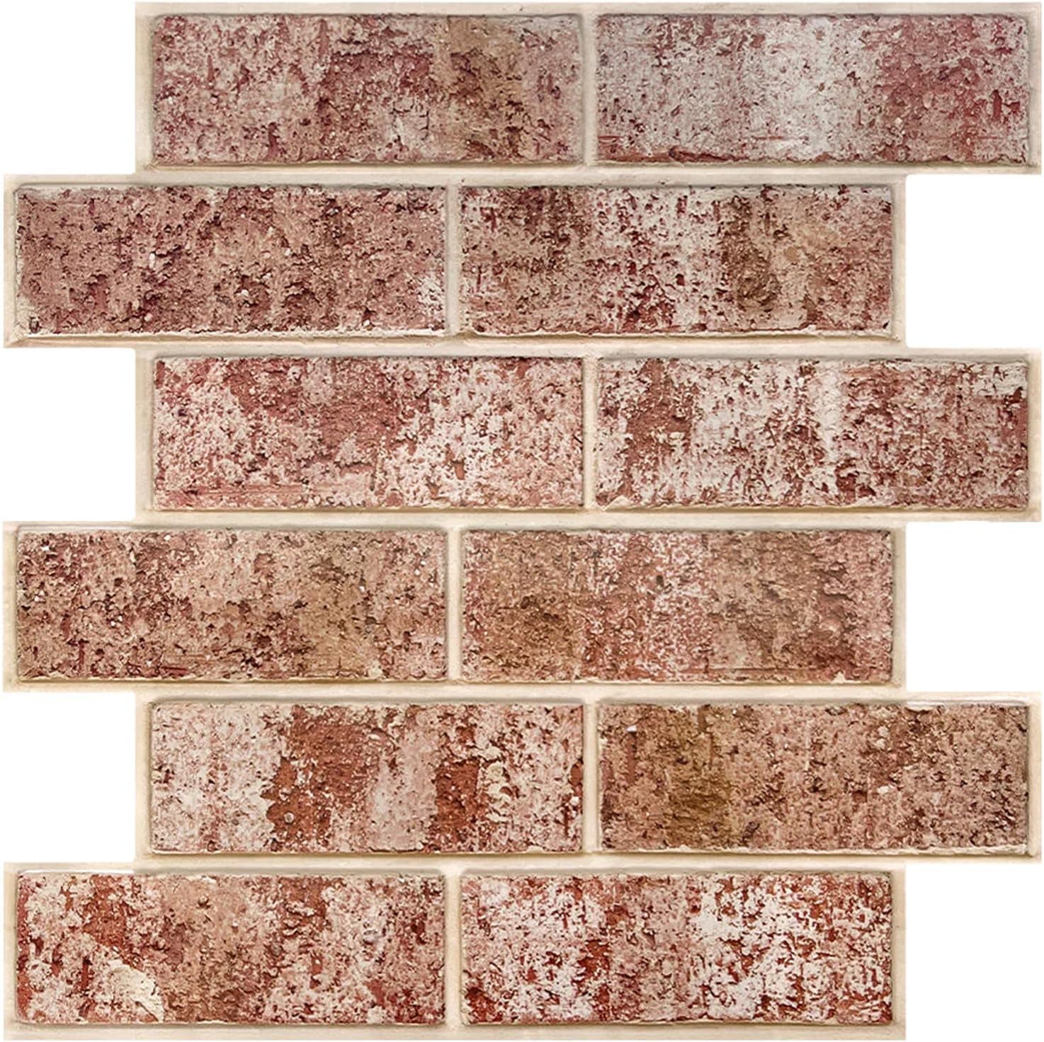 10 Pcs 3D Faux Brick Wall Panels Peel and Stick Tiles -11.8