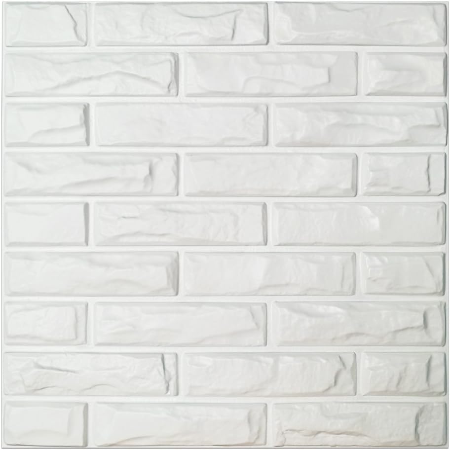 Art3d PVC 3D Wall Panels White Brick Wall Tiles, 19.7