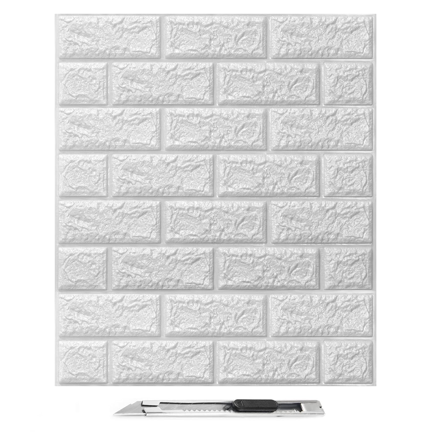 Art3d 20Pcs 3D Brick Wallpaper in White, Faux Foam Brick Wall Panels Peel and Stick, Waterproof for Bedroom, Living Room, and Laundry Decor (28.9Sq.Ft)