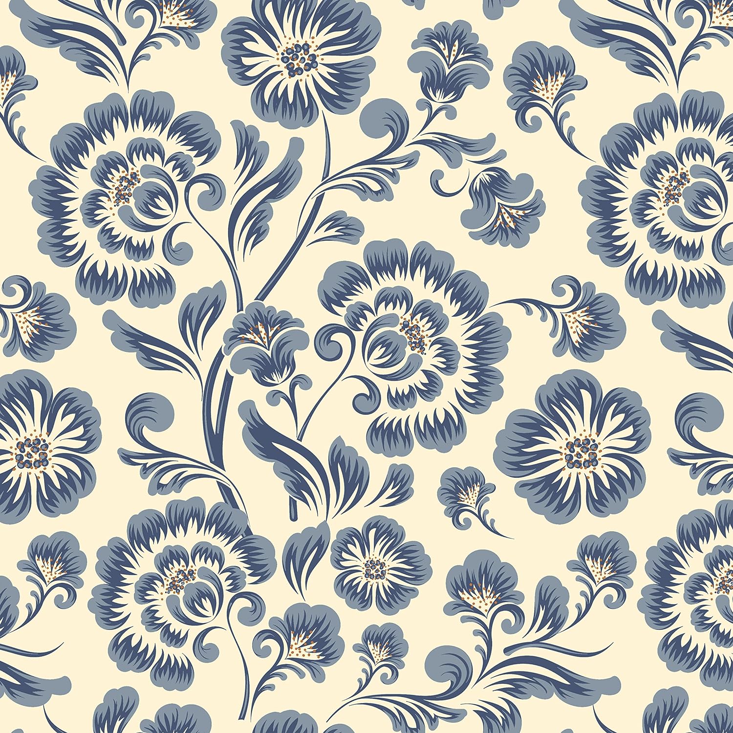 Blue Floral Wallpaper Peel and Stick Wallpaper 17.3118 Floral Contact Paper for Cabinets Wallpaper Self Adhesive Removable Wallpaper for Bathroom Sticker Pull and Stick on Wallpaper Vinyl Film