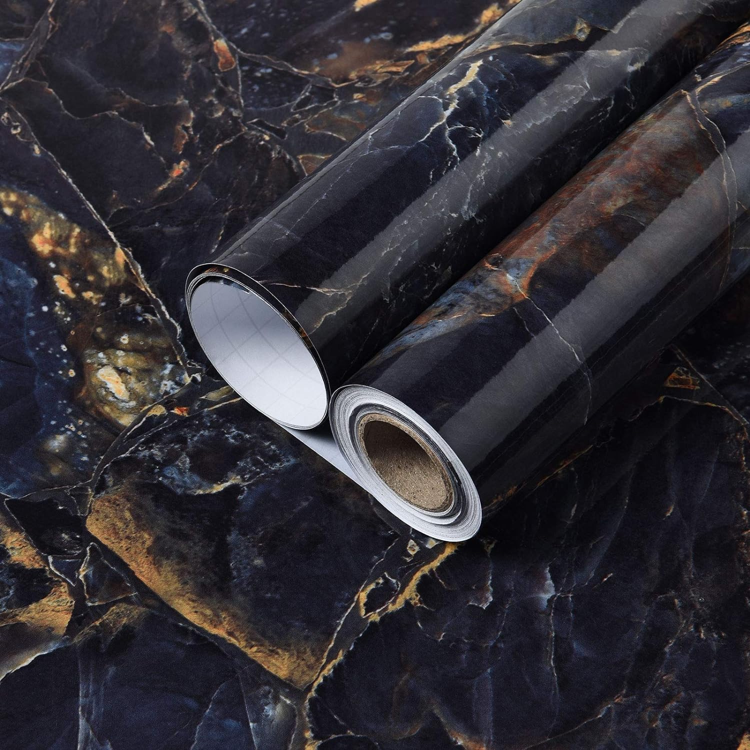 Mecpar Dark Black Blue Marble Wallpaper 15.7'' x 118'' Marble Contact Paper Marble Peel and Stick Wallpaper Removable Waterproof Self Adhesive Vinyl for Kitchen Countertop Cabinet Table Furniture