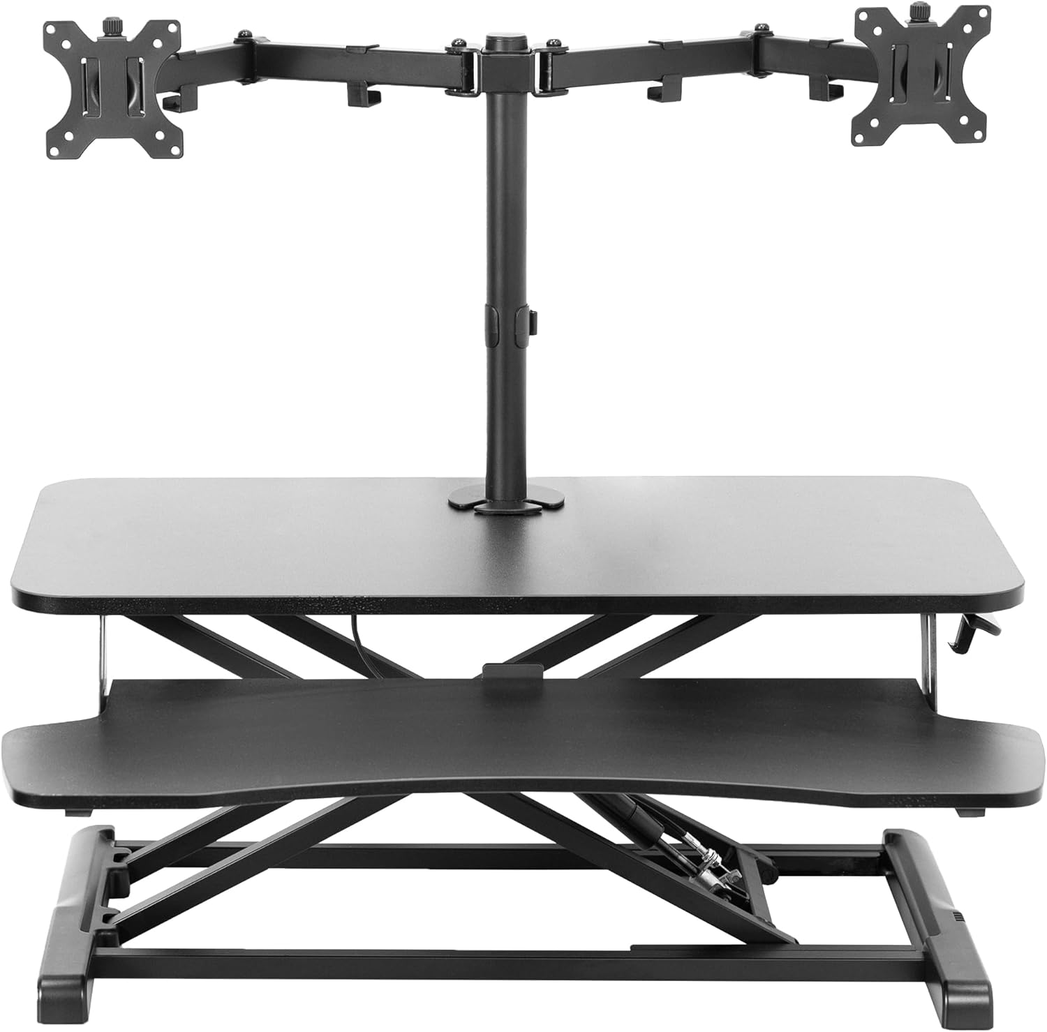 VIVO Height Adjustable 32 inch Standing Desk Converter with Dual 13 to 30 inch Monitor Stand, Sit Stand Monitor Mount and Desk Riser, Black, DESK-V000K-M2