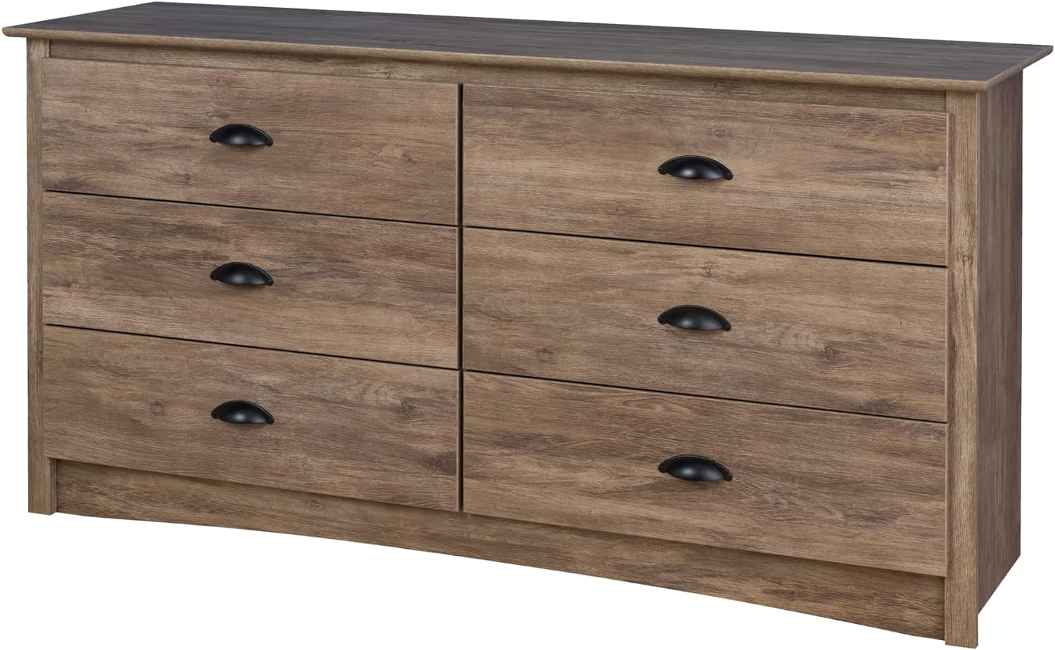 Prepac Salt Spring Bedroom Furniture: Gray Double Dresser for Bedroom, 6-Drawer Wide Chest of Drawers, Traditional Bedroom Dresser, DDC-6330-V, 59W x 16D x 29H