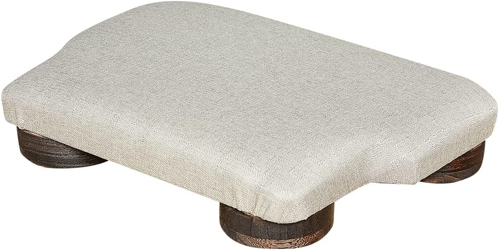 Footrest Stool, Linen Ottoman Stool with Wooden Legs, Soft Padded Foot Stool for Couch & Desk, Rectangular Step Stool for Kitchen, Bedroom, Living Room (17.3x12.6x3.3 (4 Legs))