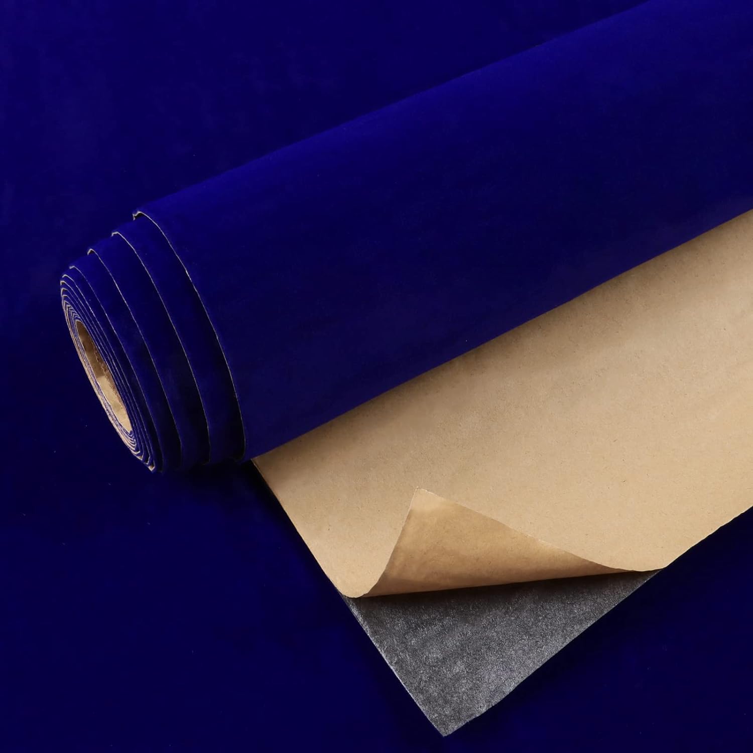 VEELIKE Royal Blue Velvet Fabric Wallpaper Peel and Stick Blue Felt Liner 15.7''x118'' Self Adhesive Soft Blue Flocking Contact Paper for Cabinets Walls Shelves Jewelry Drawer Liner Arts & Crafts