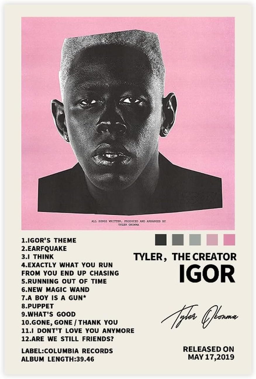 Tyler Poster The Creator IGOR Music Album Cover Signed Limited Edition Poster Canvas Poster Wall Art Decor Print Picture Paintings for Living Room Bedroom Decoration Unframe: 12x18inch(30x45cm)