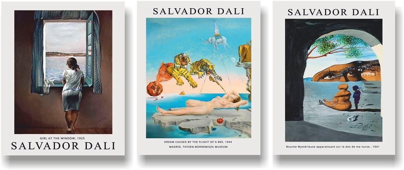 Salvador Dali Poster Prints, Salvador Dali Wall Decor Poster Prints, Salvador Dali Room Decor, Set of 6 FRAMELESS ( 8''x10''), Artist Wall Art, Salvador Dali Wall Art Decor Prints