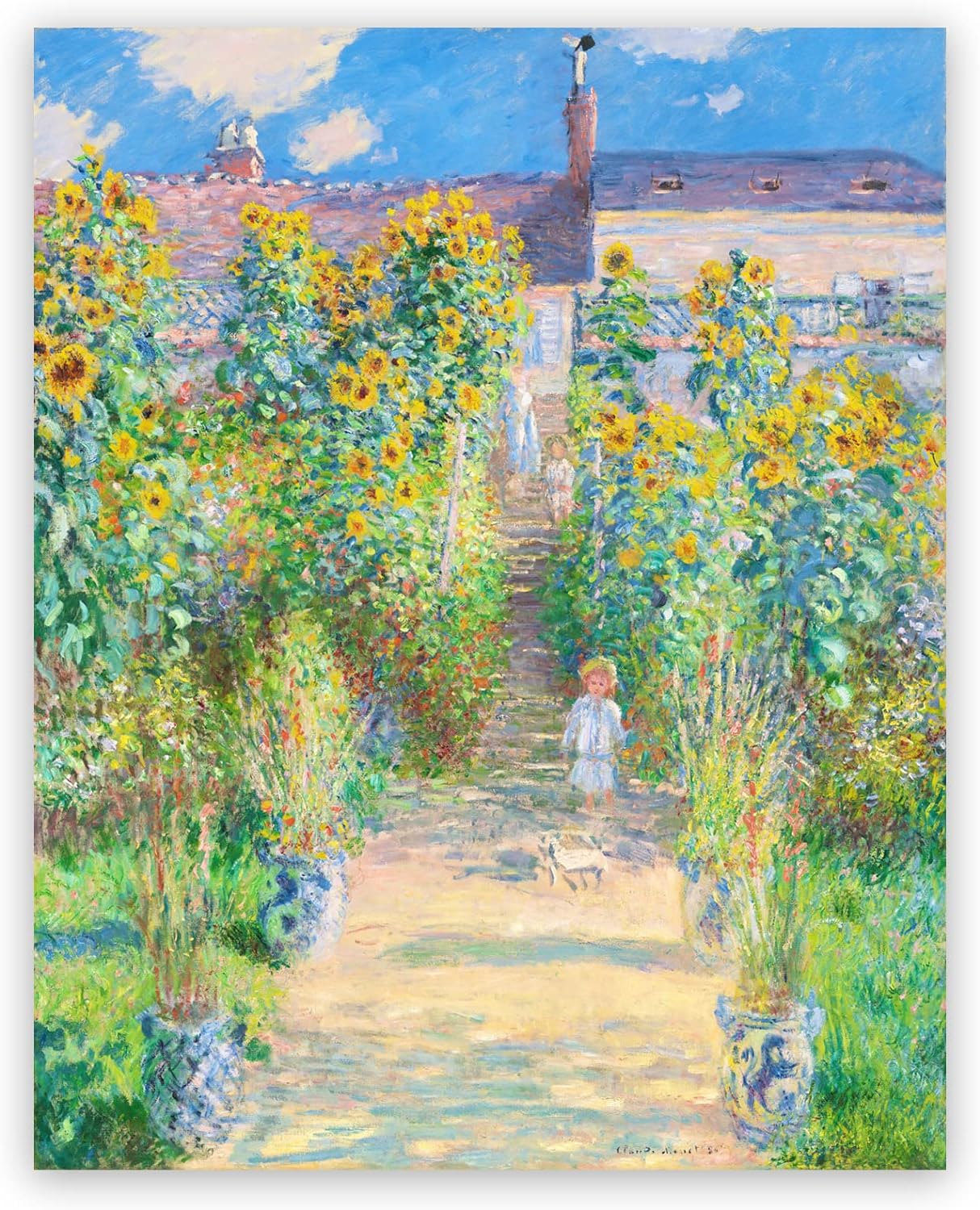 Claude Monet Canvas Wall Art - The Artists Garden at Vtheuil Poster - Fine Art Print - Oil Painting Reproduction - Nature Pictures Cool Wall Decor for Living Room Bedroom Unframed (12x16in/30x40cm)