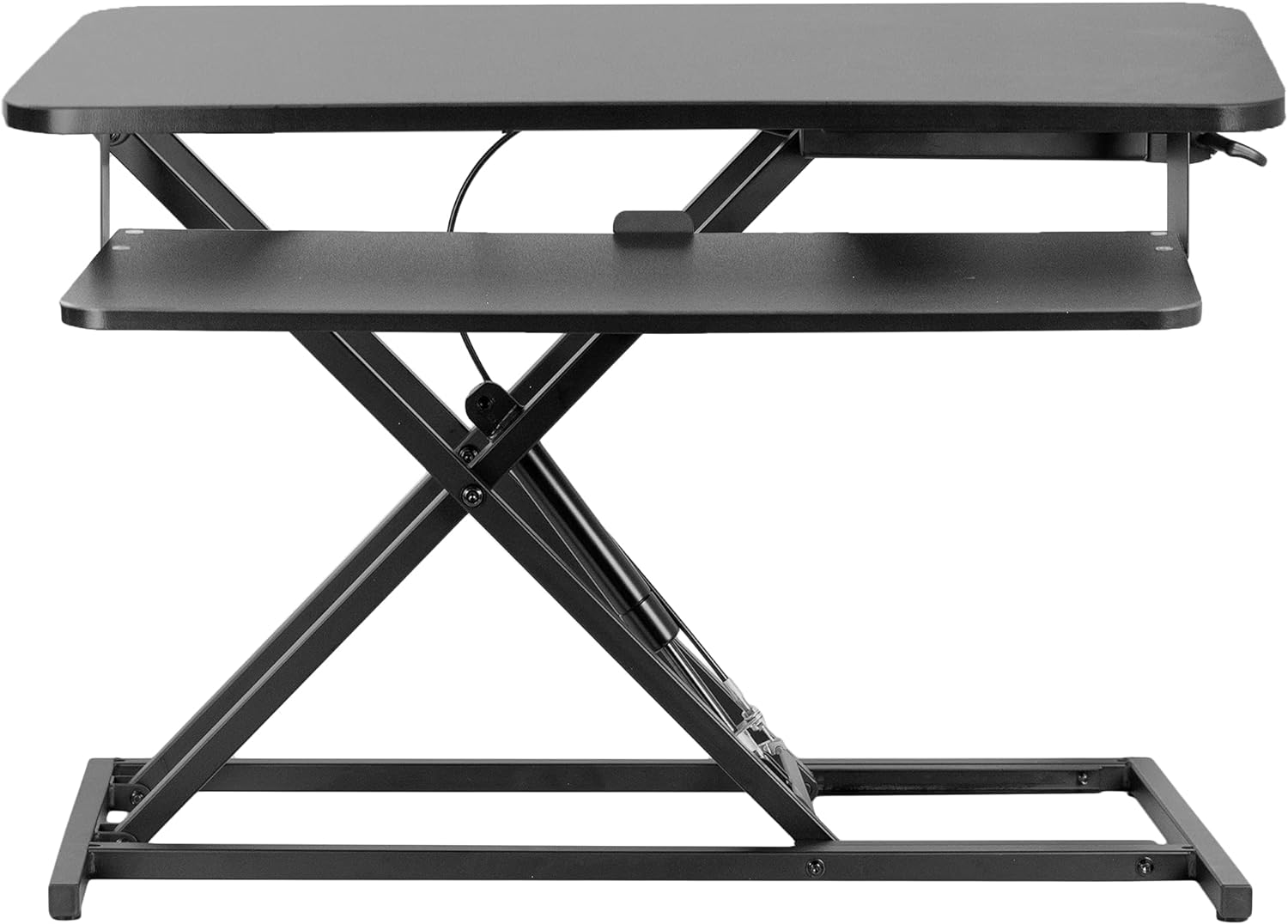 VIVO Height Adjustable 32 inch Stand Up Desk Converter, Quick Sit to Stand Tabletop Dual Monitor Riser Workstation, Black, DESK-V000S