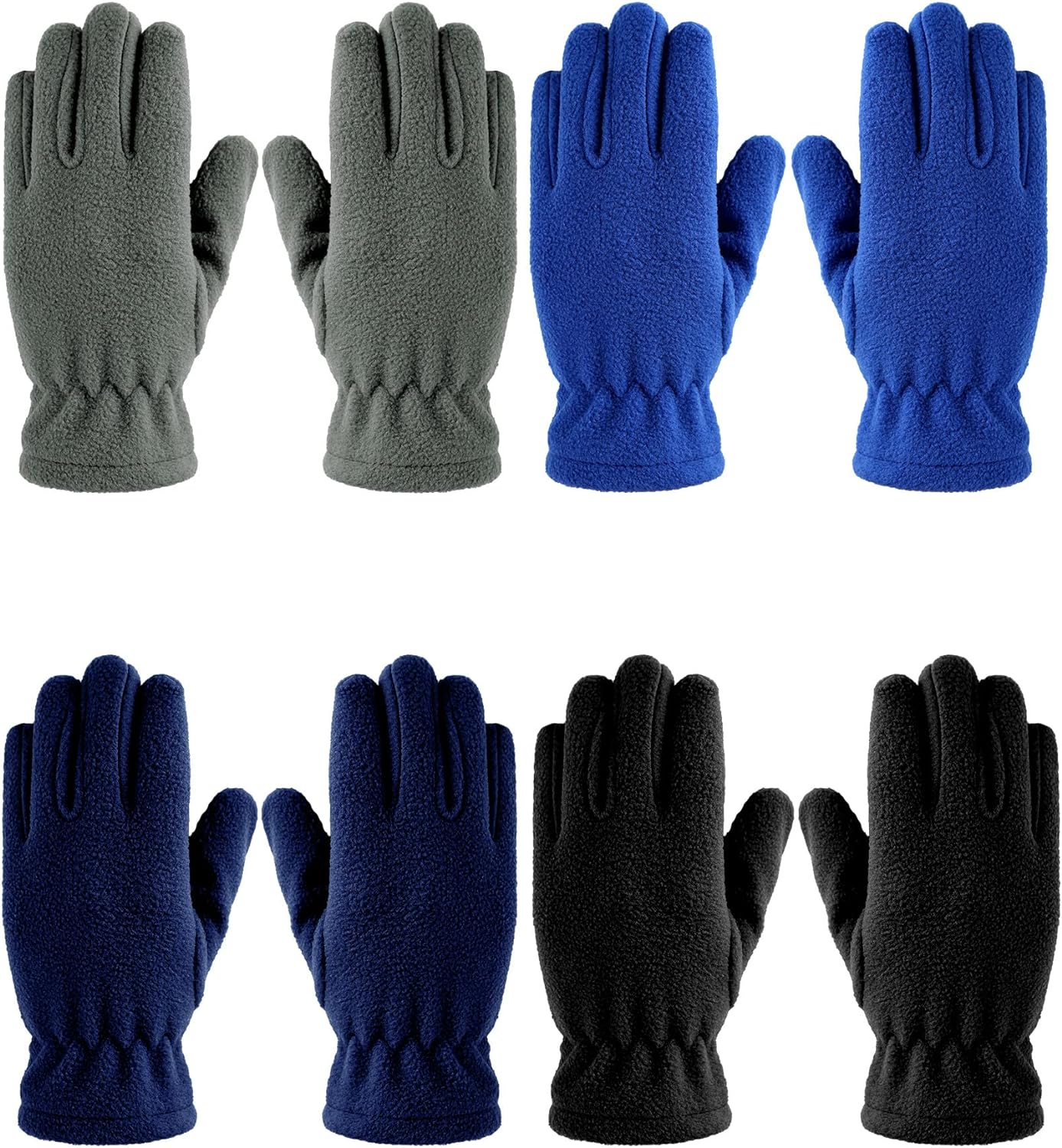 Geyoga 4 Pairs Kids Fleece Gloves Winter Warm Gloves Full Fingers Polar Mittens for Boys Girls Children Outdoor Activities