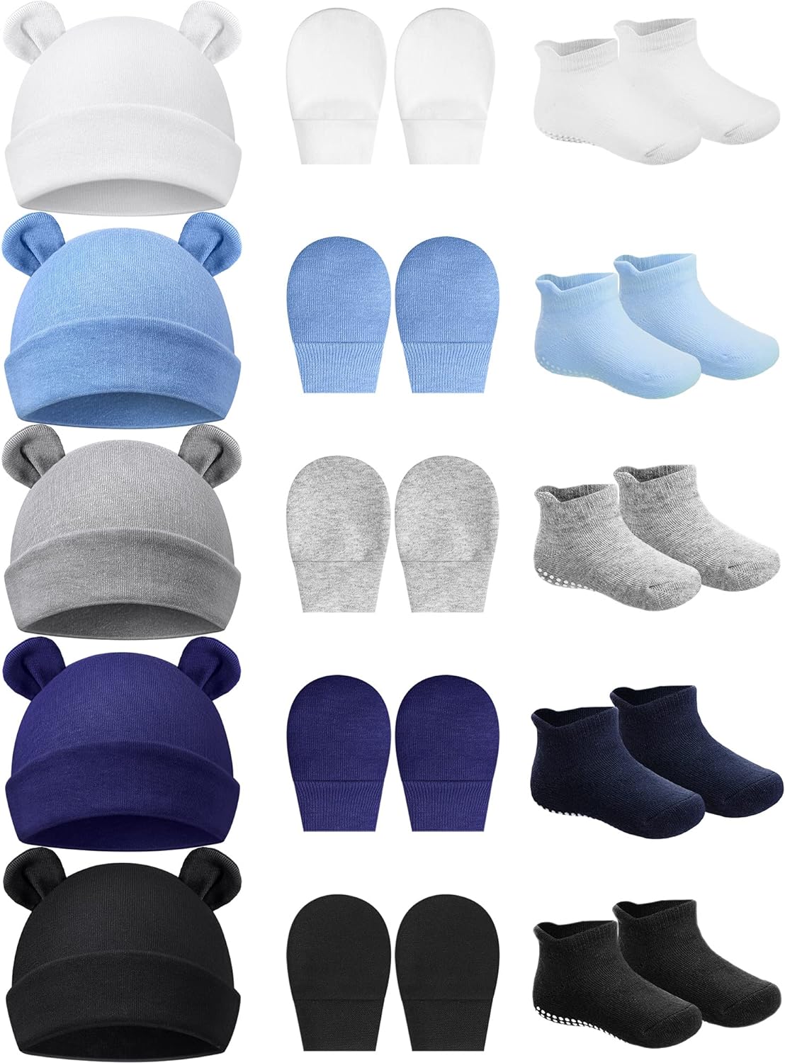 Baby Ears Newborn Hats Mittens and Socks Set for Boys Girls Beanie Hat 0-6 Month