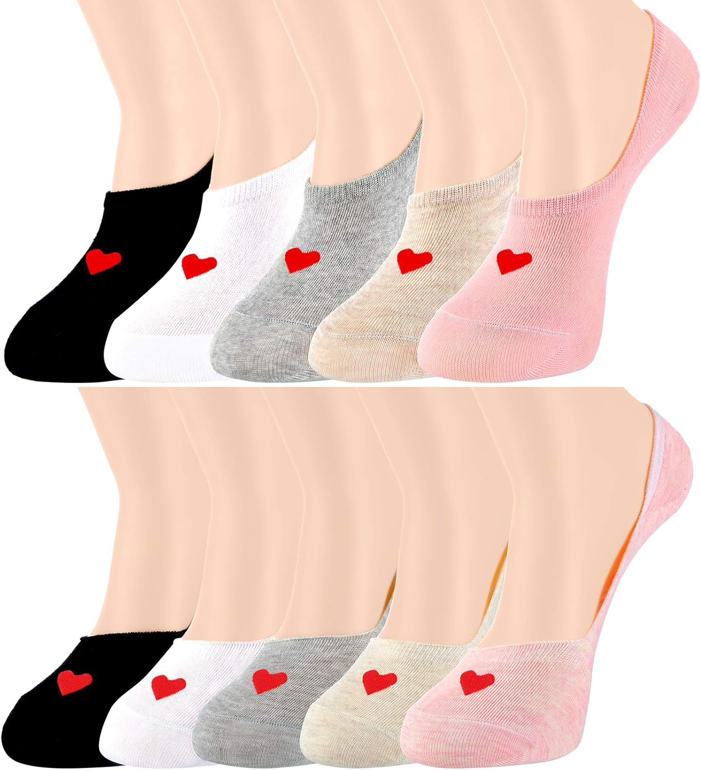 10 Pairs No Show Kids Socks Anti-Slip Low Cut Socks Thin Multi Solid Color Crew Socks for 6-12 Years Girls Boys