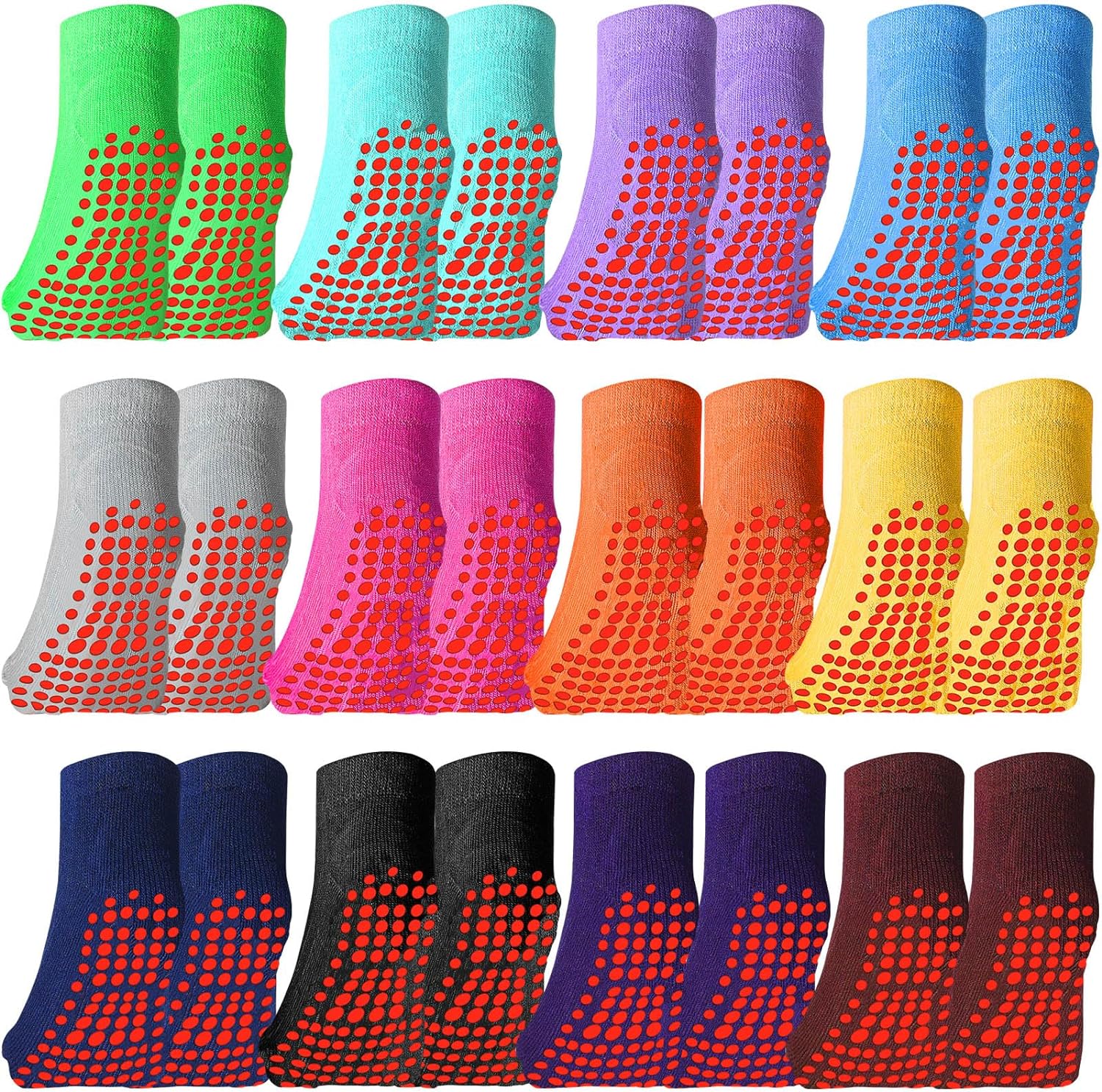 Geyoga 12 Pairs Kids Non Slip Socks Ankle Grip Anti Skid Socks for Boys Toddlers Girl