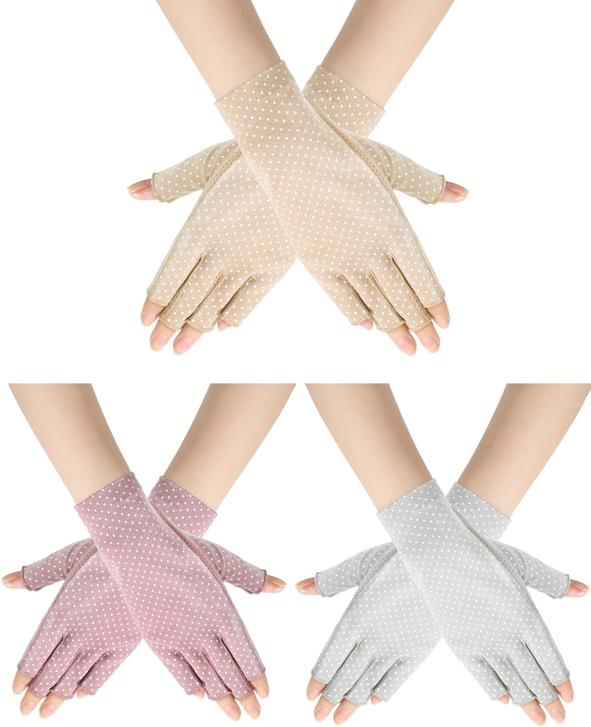 Sunblock Fingerless Gloves Non-Slip UV Protection Driving Gloves Summer Outdoor Gloves for Women Girls