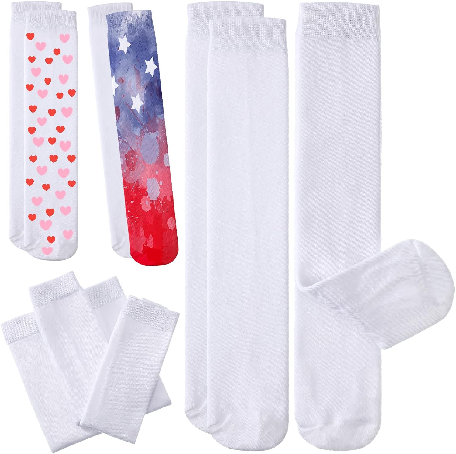 Geyoga 6 Pairs Blank White Sublimation Socks Sublimation Printable Athletic Youth Socks for Men Women Halloween Christmas Thanksgiving Personalized DIY Socks