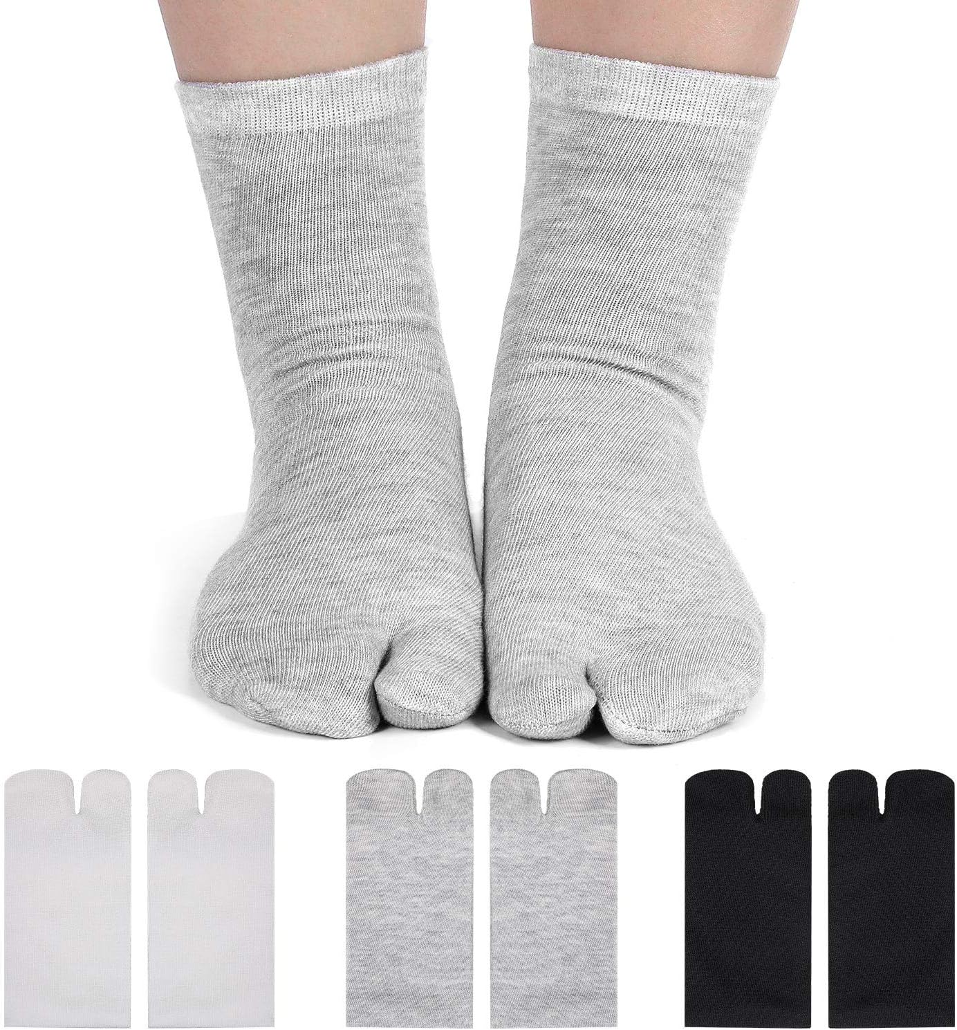 Geyoga 6 Pairs Flip Flop Unisex Socks Tabi Split Toe Socks Toe Socks for Men Boys Women