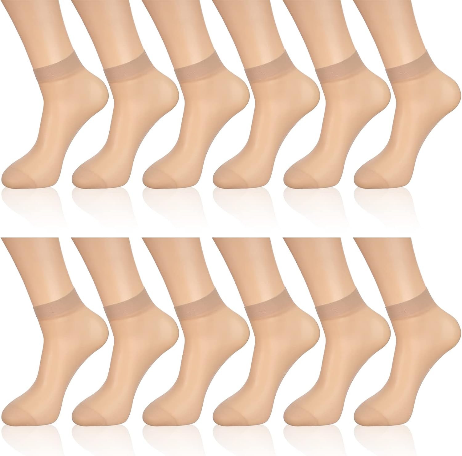 12 Pairs Sheer Ankle Socks Thin Nylon Transparent Ankle High Hosiery Socks Short Dress Stockings for Women and Girls