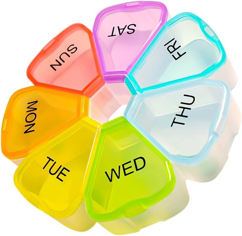 Weekly Large Pill Organizer 7 Day, Pill Box/Case, Pill Container, Travel Pill Holder, Pill Dispenser, Fish Oil, Pills, Supplements, Vitamins, Medicine Organizer