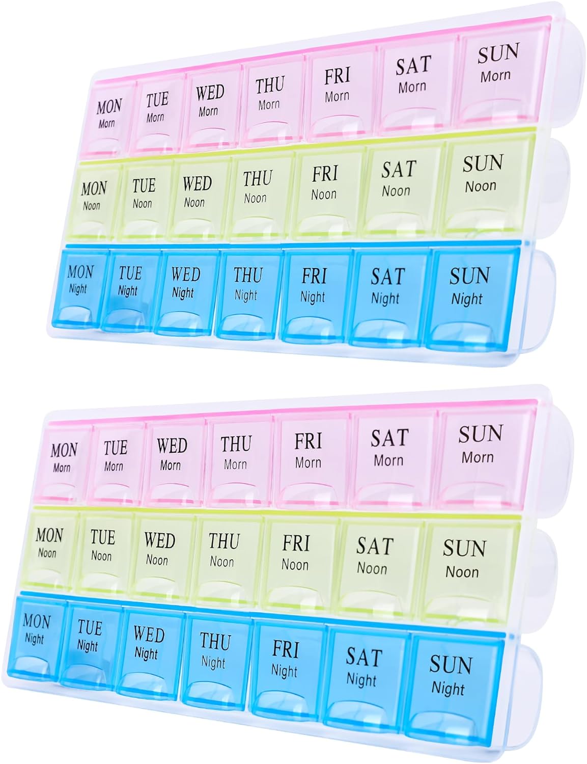 Large Weekly Pill Organizer 3 Times A Day, Moisture-Proof 7 Day Pill Box, Travel Pill Cases Portable for Pills Vitamin Fish Oil Supplements(2pcs)