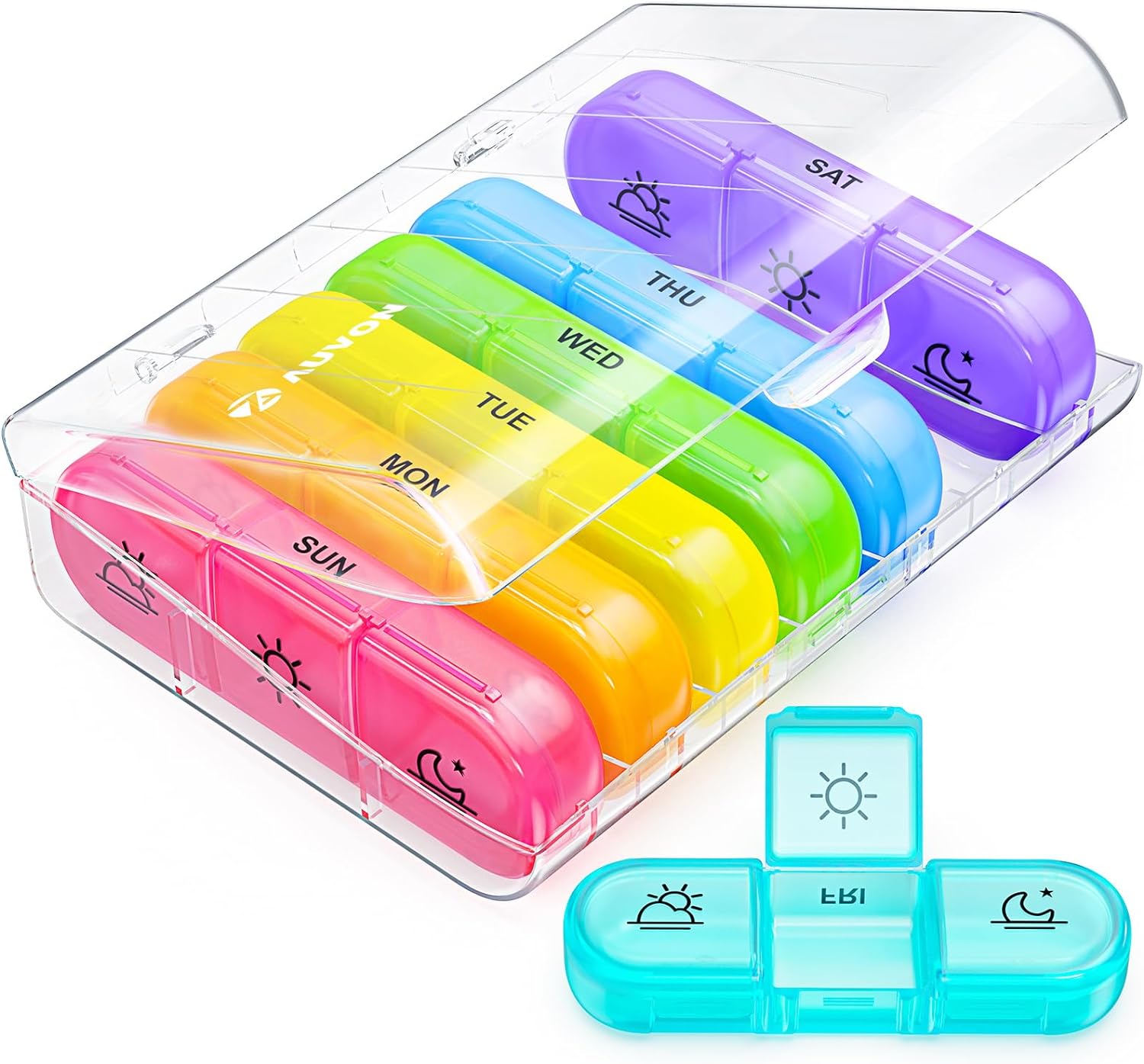 AUVON Weekly Pill Organizer 3 Times a Day, Large 7 Day Pill Box 3 Times a Day with Separate Container, Portable Pill Case for Medication, Vitamins, Fish Oil and Supplements