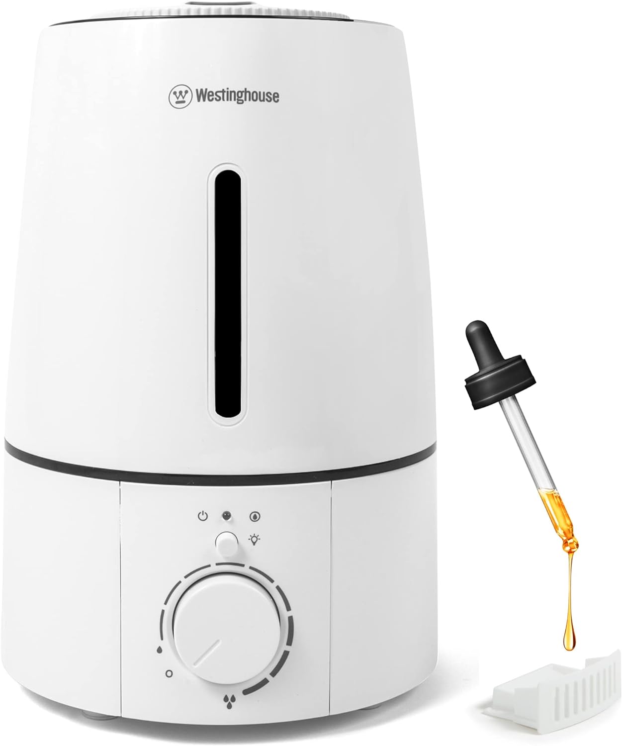 most of these smaller sonic humidifiers use digital controls which mean they not work with a cheap alexa/google compatible smart plug (because they need a physical touch to switch on). this has a mechanical rotary switch which you can leave in on position and use smart plug to tell alexa/google to switch it on/ off etc. very quiet, good mist dispersion. easy to clean. unit can be filled from top or tank lifted off to take to the faucet - this is a really useful option often overlooked. recommend