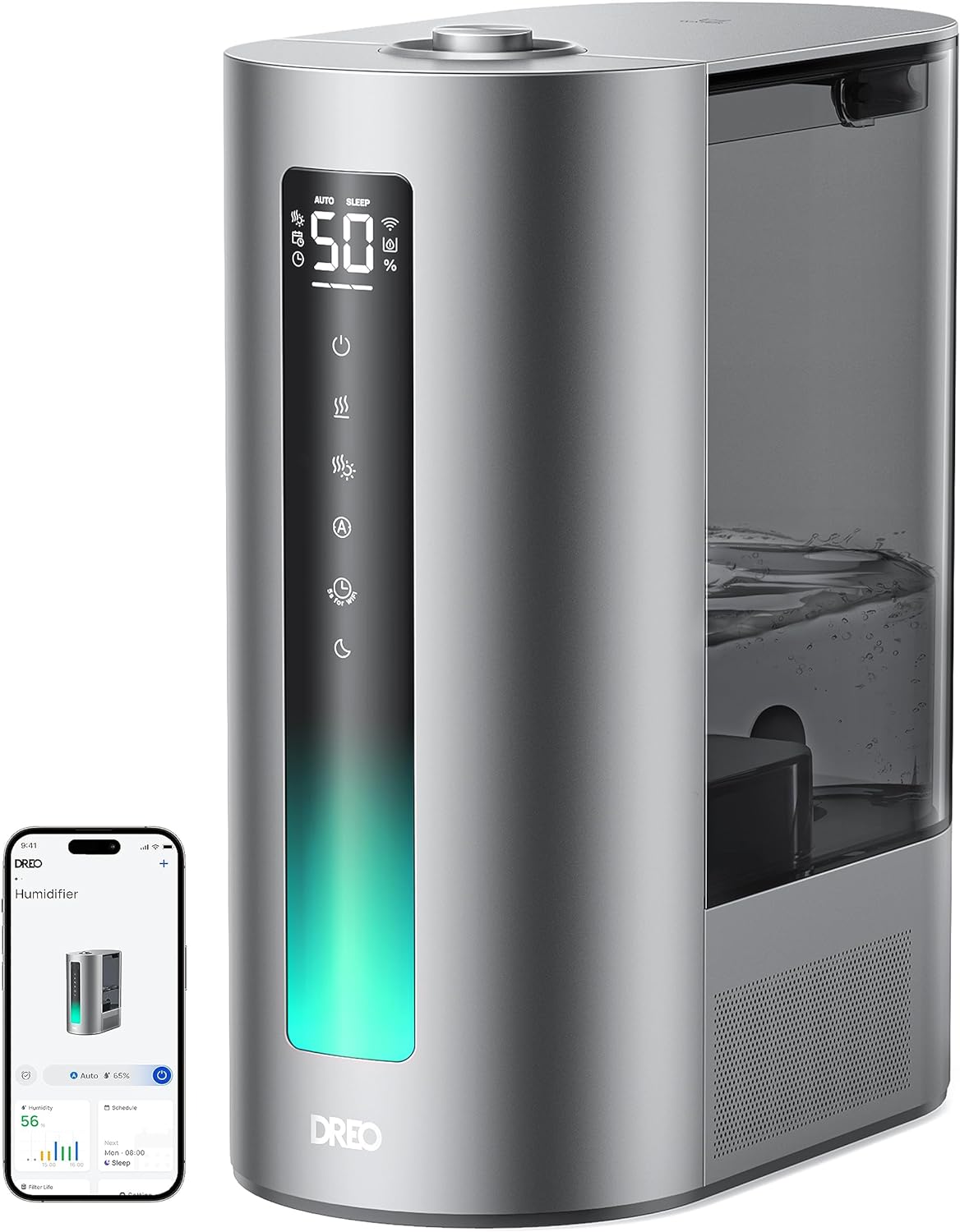 Dreo 6L Smart Humidifier, Warm & Cool Mist Humidifier for Bedroom, Top Fill, 60Hr Runtime, High Precision Humidity Sensor and Indicator Light, Large Room, Nursery, Plant, Works with Alexa, HM713S