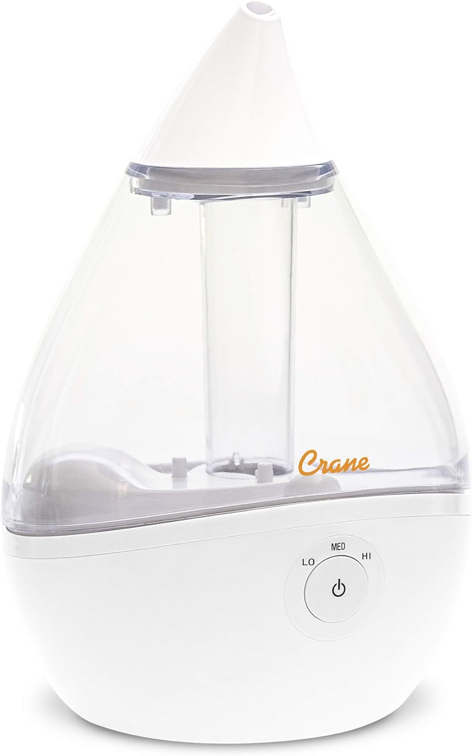 Crane Droplet Ultrasonic Small Air Humidifiers for Bedroom and Office, 0.5 Gallon Cool Mist Humidifier for Plants and Home, Humidifier Filters Optional, Clear and White