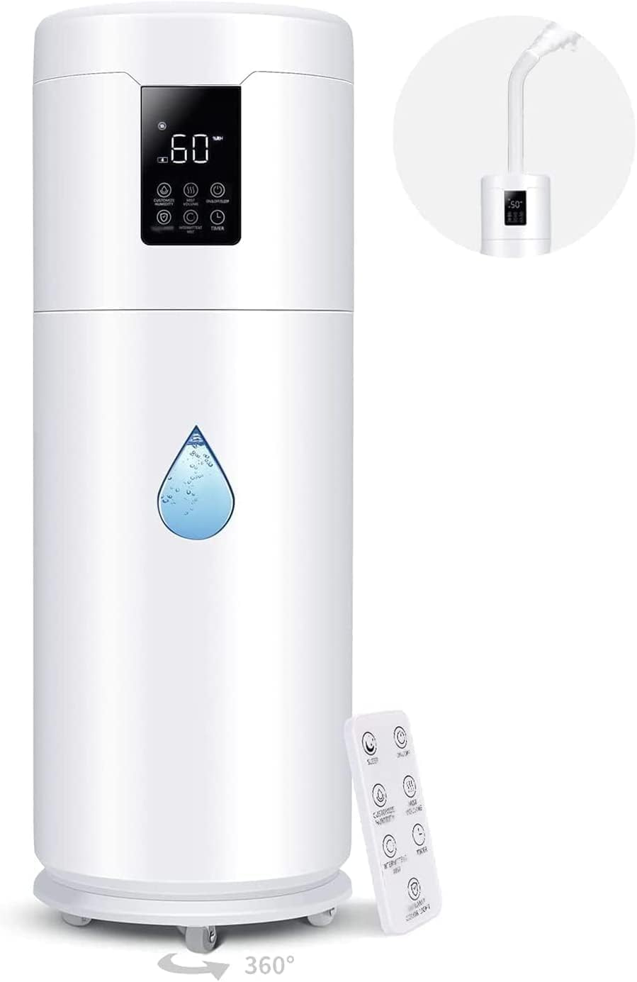 Humidifiers for Large Room Home Bedroom 2000 sq.ft. 17L/4.5Gal Large Humidifier with Extension Tube & 4 Speed Mist,Top Fill Wholehouse Humidifier with 360Nozzle for Plant Office Commercial Greenhouse