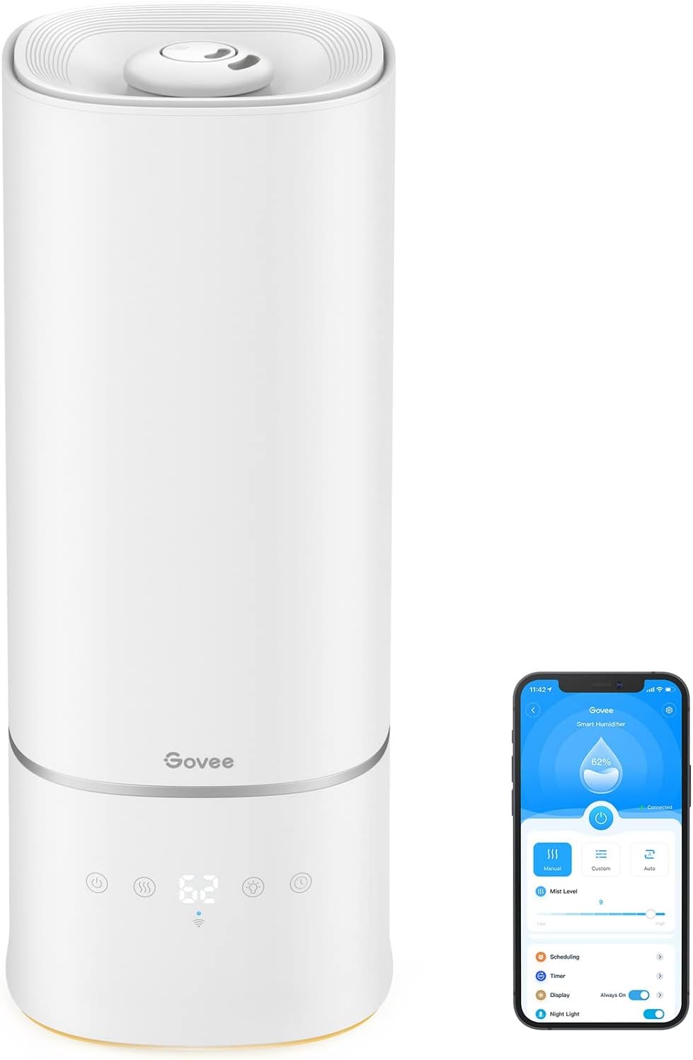 I've been a long time fan of Govee as they produce quality products which are very easy to setup and a super user friendly app interface for additional (and in my opinion essential) features. I love that there is a graphical representation for scheduled automated tasks such as turning on and off the humidifier.This product was initially purchased due to the impressive 4L reservoir, built-in low water turn off feature, and the quality brand. What I didn't realize was just how easy it was to clean