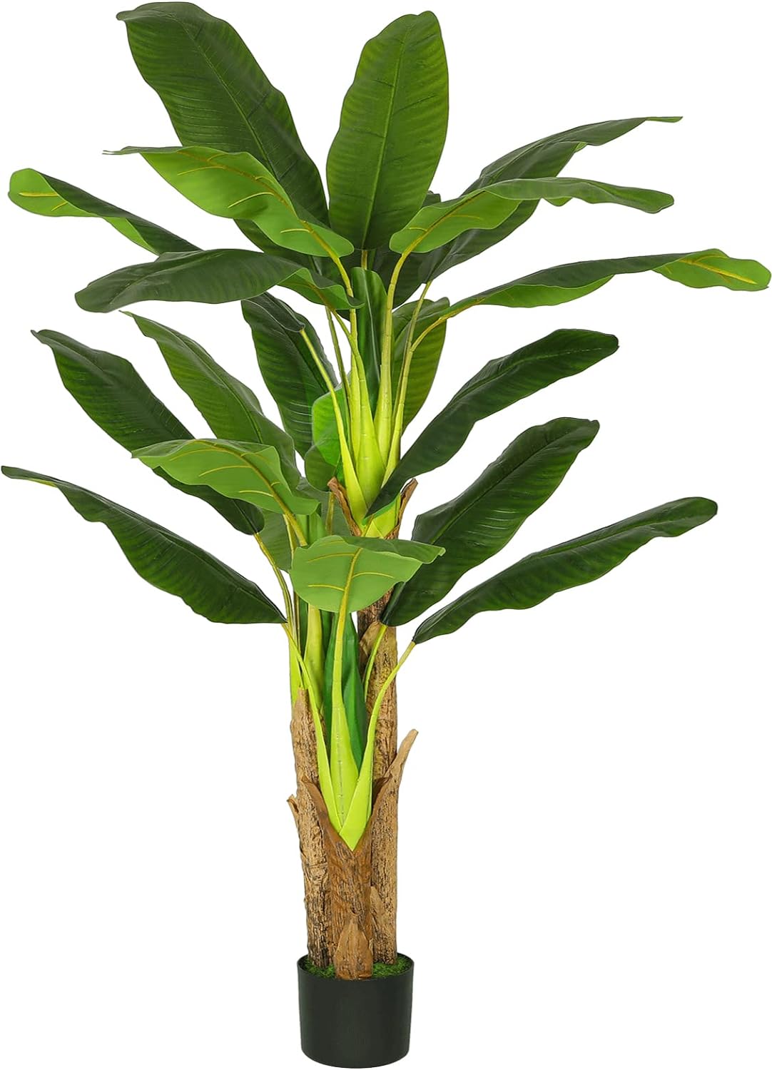 VIAGDO Artificial Banana Tree 6ft Tall 22 Large Leaves Triple Stalk Faux Banana Silk Tree Artificial Banana Leaf Plant for Home Decor Indoor Travelers Palm Tree for Living Room Decoration