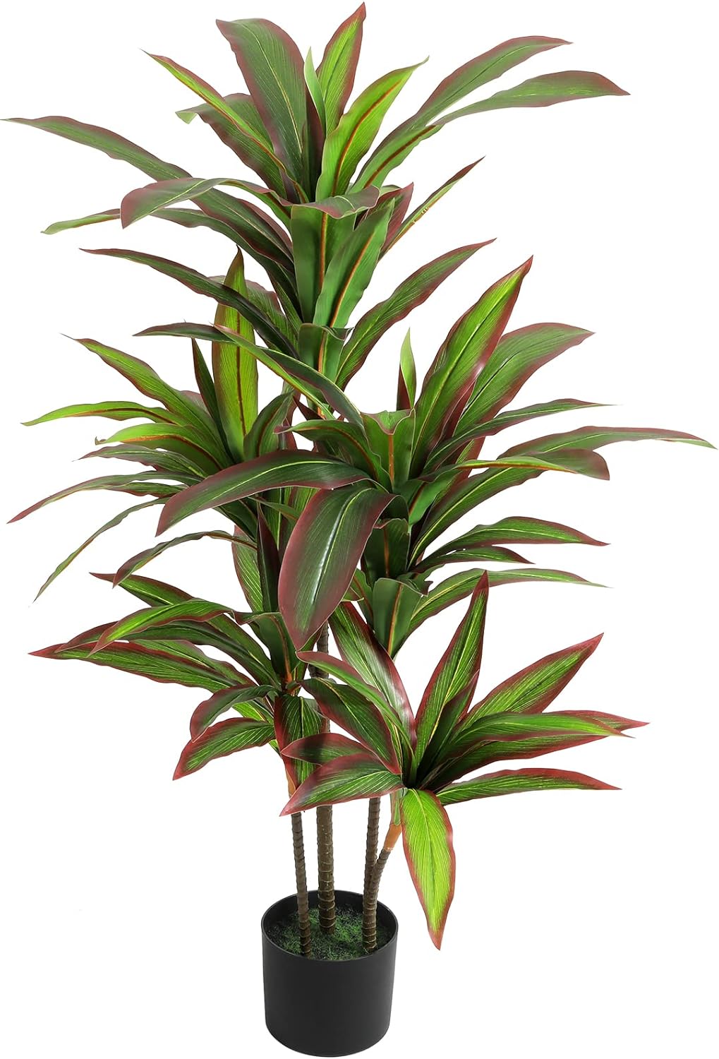 VIAGDO Dracaena Silk Plant Artificial 4ft Faux House Plants with Red Leaf Margin Fake Yucca Palm Trees in Pot Realistic Dragon Tree for Living Room Home Office Decor Indoor Outdoor