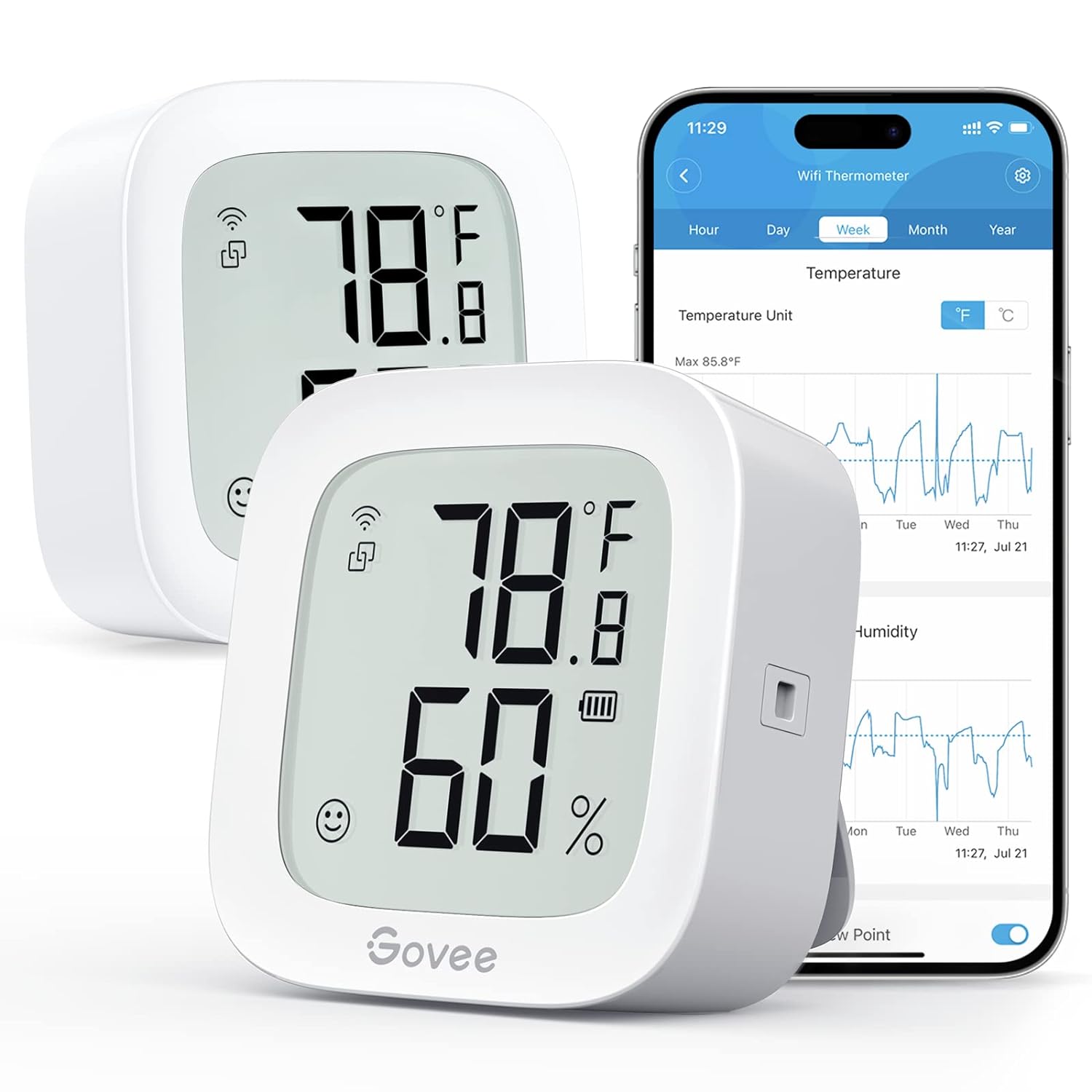 Purchased this to keep track of the heat in our home when we are not there. This works great it always shows the same as on our thermostat in the house. It is very accurate and provides such a piece of mind knowing that I can keep an eye on the temperature of our house even when we are not home.