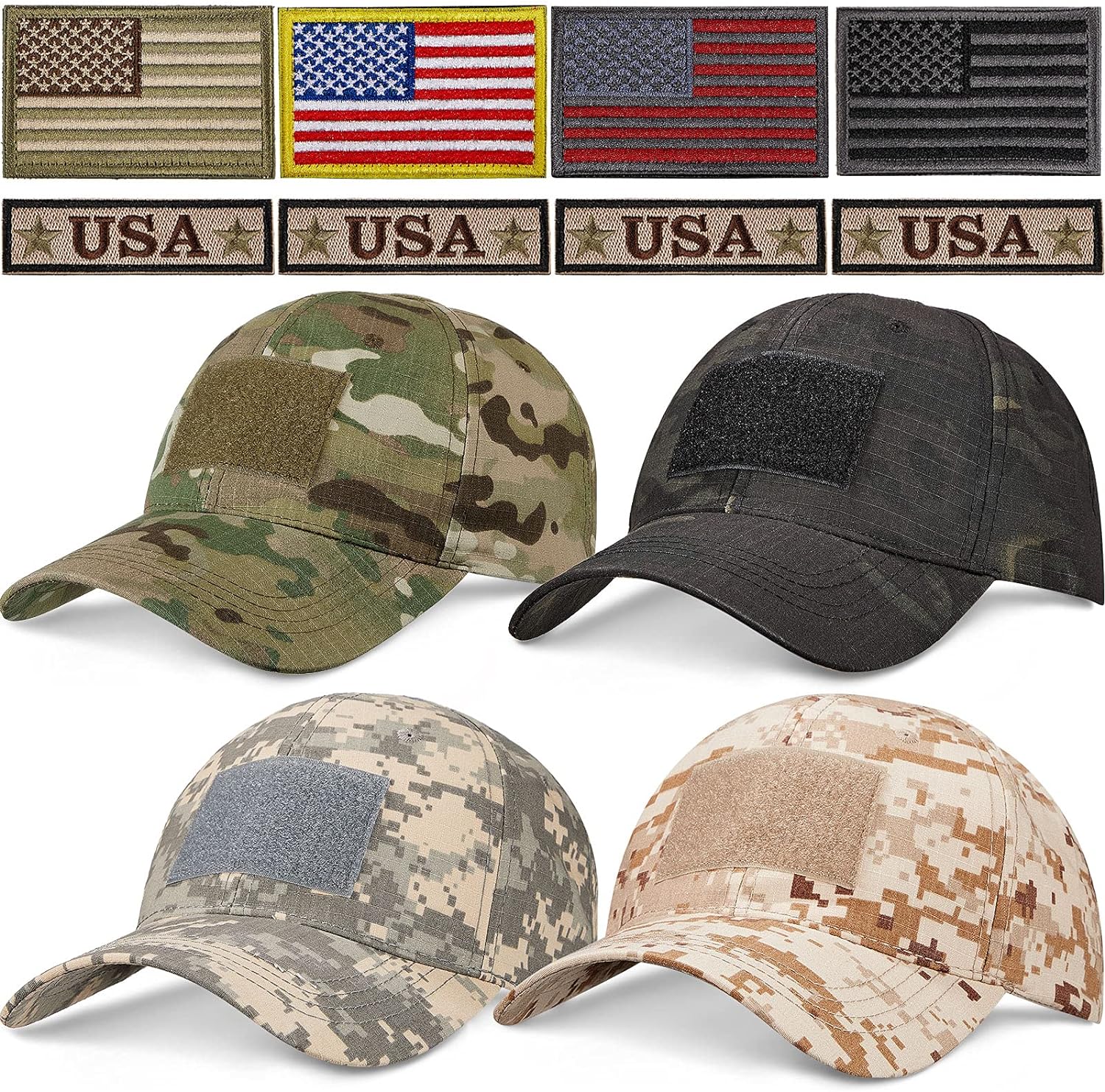 Geyoga Tactical Flag Hat Military Patch Hat USA Flag Operator Cap for Men