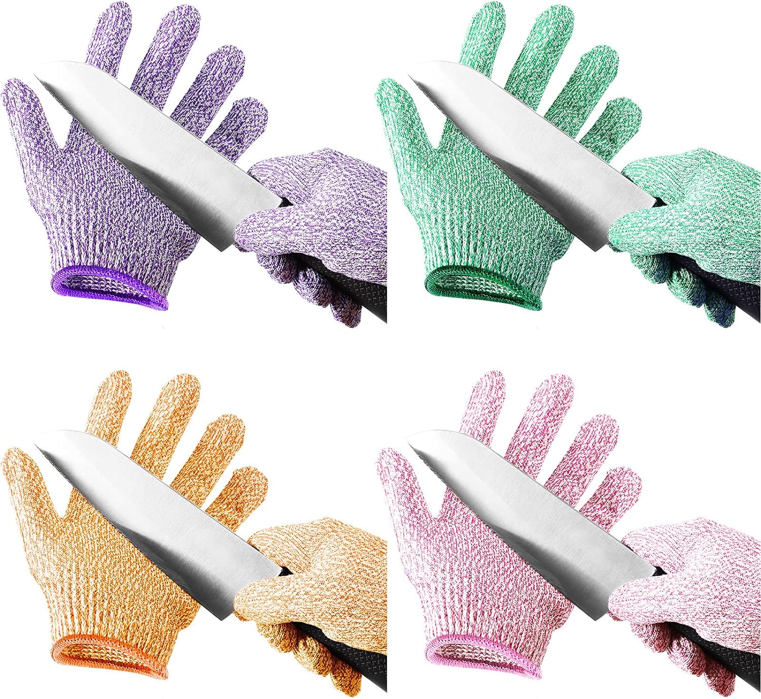 4 Pairs Kids Cut Resistant Gloves Level 5 Safe Gloves Protection for Kitchen Garden, Oyster Shucking, Crafts, DIY