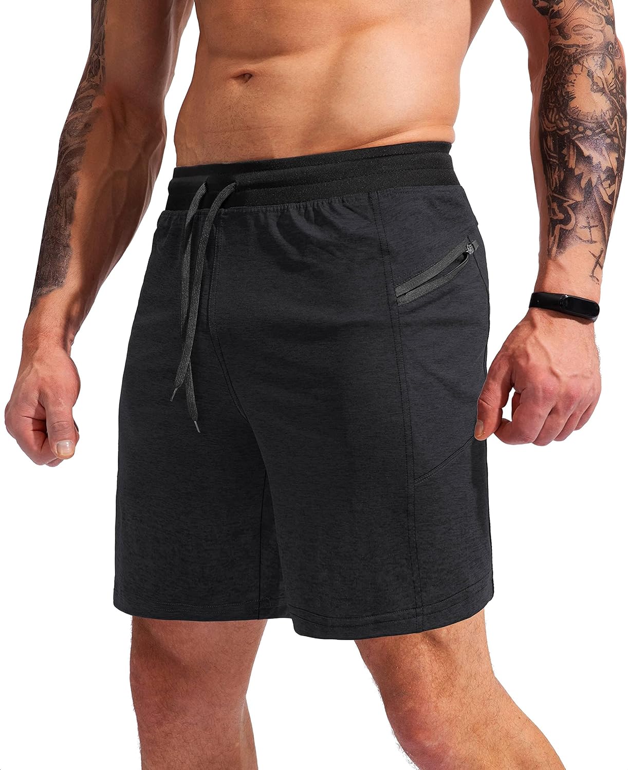 G Gradual Men' 7 Athletic Gym Shorts Quick Dry Workout Running Shorts with Zipper Pockets