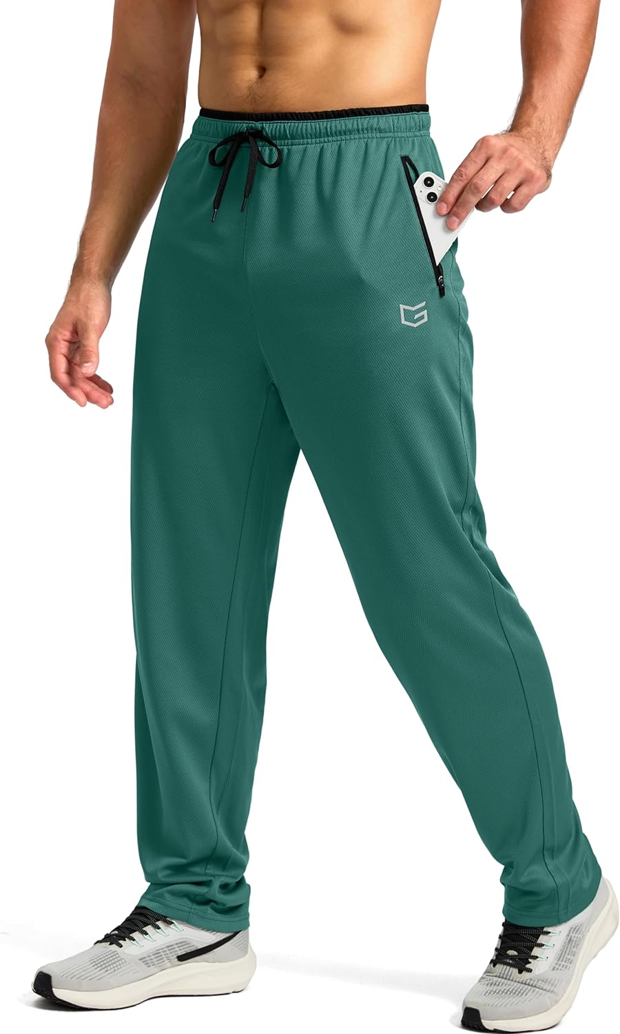 G Gradual Men' Sweatpants Open Bottom, Workout Pants with Zip Pockets Mesh Lightweight for Running, Athletic, Lounge