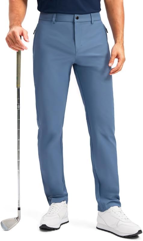 Men' Golf Pants - 30/32/34 Slim Fit Stretch Lightweight Dress Pants for Men with Zipper Pockets Casual Work