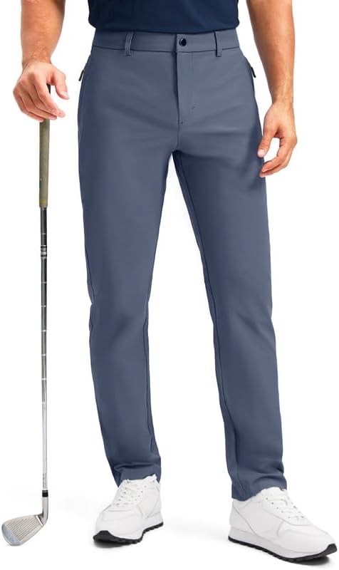 Men' Golf Pants - 30/32/34 Slim Fit Stretch Lightweight Dress Pants for Men with Zipper Pockets Casual Work