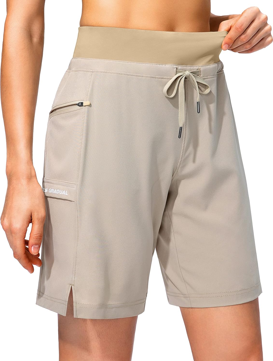 Women' Hiking Long Shorts 9 Quick Dry Cargo Bermuda Shorts Lightweight Knee Length with Zipper Pockets for Women